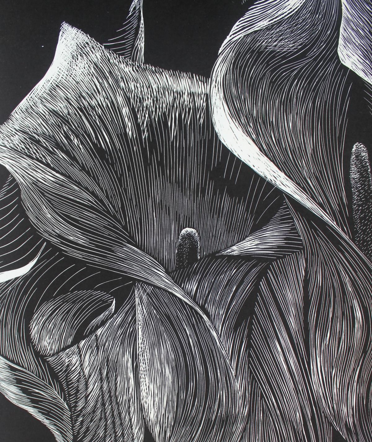 Marta Bozykcantedeskia   Xxi Century, Linocut, Flower, Contemporary Figurative Art2017 photo for sale