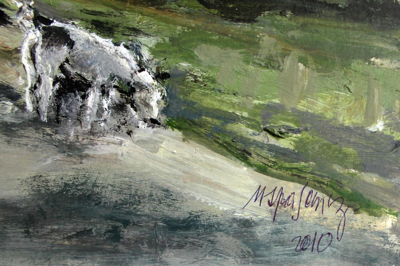 Magdalena Spasowiczby The Bzura River   Xxi Century, Oil On Cardboard, Figurative, Landscape2010 photo Art