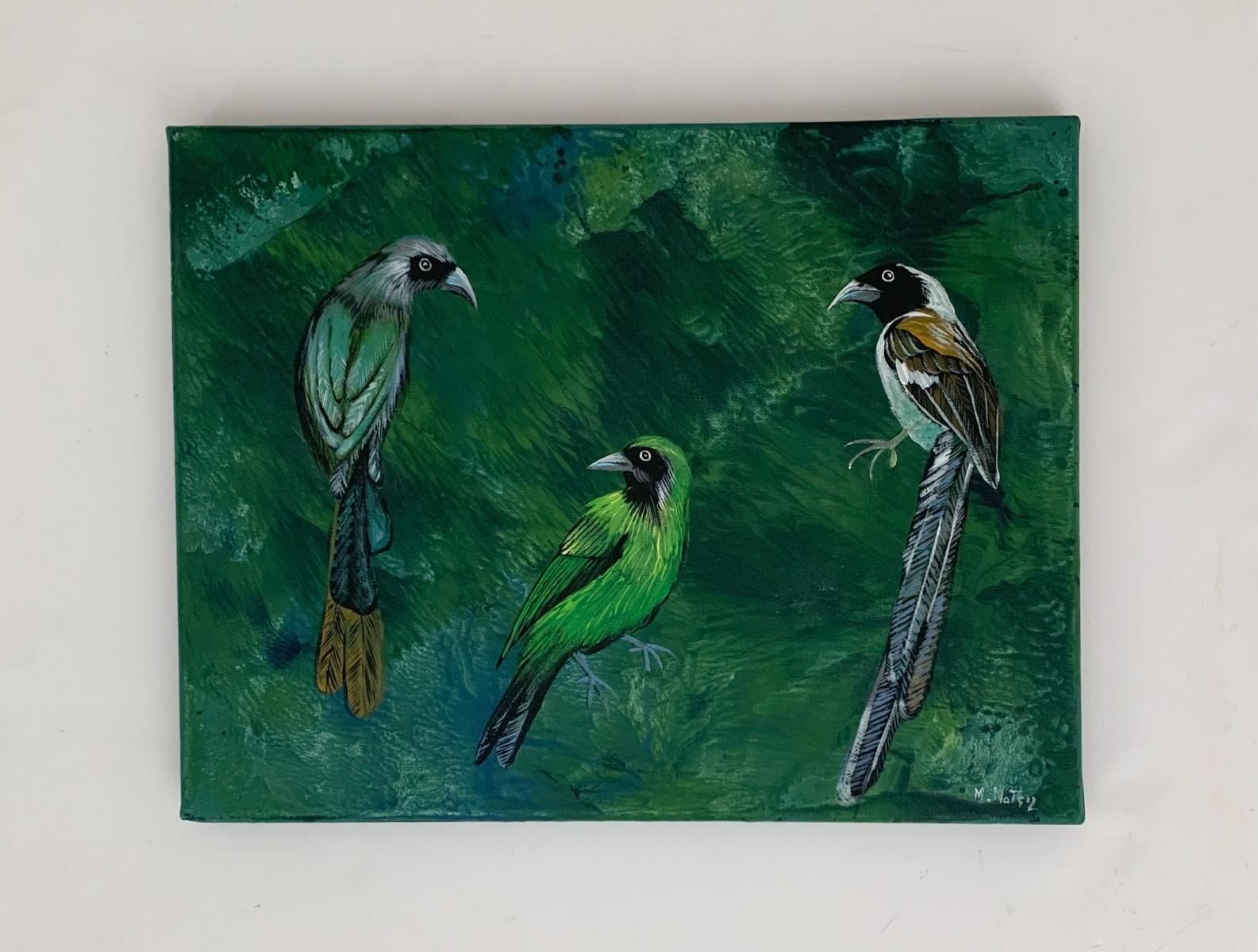 Magdalena Nałęczgardens Of Delight 28. Figurative Acrylic Painting, Animals, Birds, Polish Art2021 photo furniture