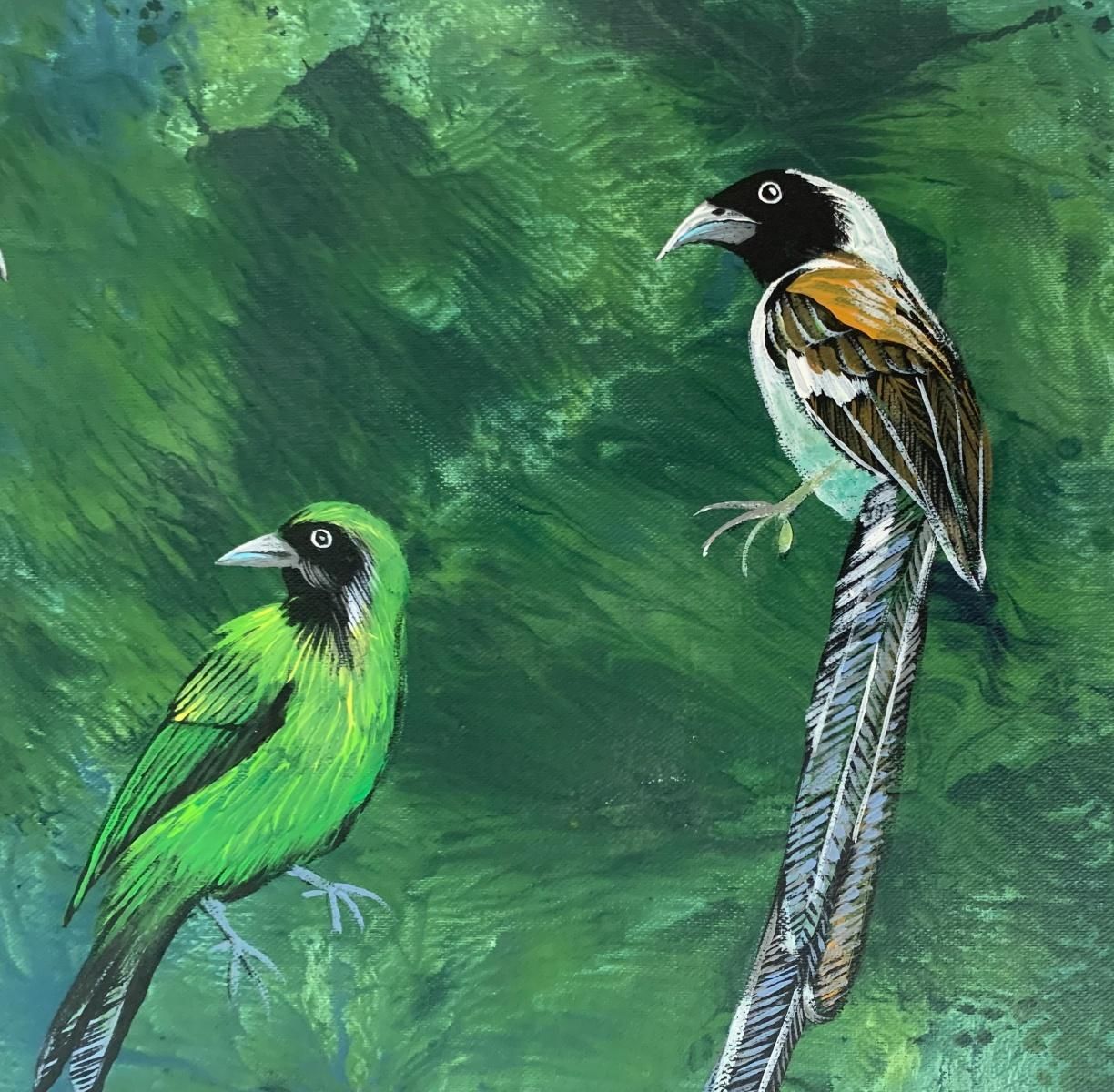 Magdalena Nałęczgardens Of Delight 28. Figurative Acrylic Painting, Animals, Birds, Polish Art2021 photo for sale