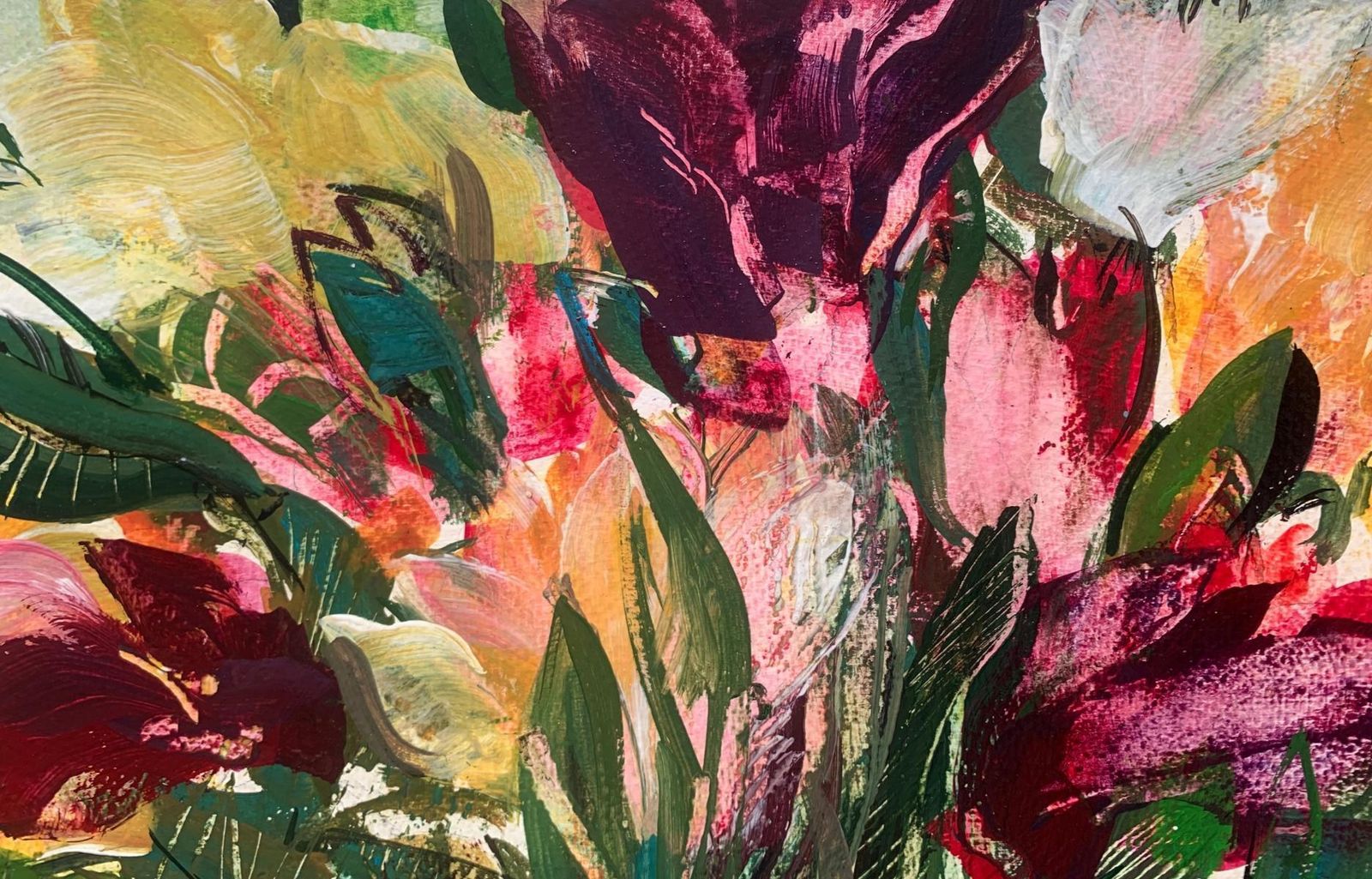 Bożena Lesiaktulips. Gouache Painting, Abstract, Figurative, Flowers, Polish Art2024 photo furniture