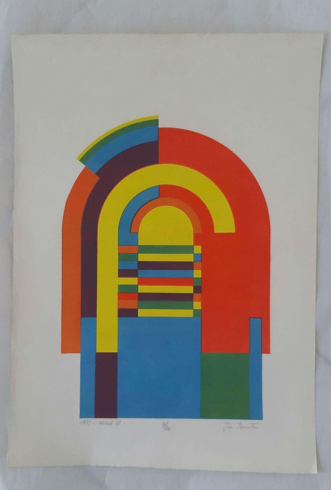 Jan Pamulastructure VII   XX Century, Abstract Print, Colorful, Vibrant, Geometric1989 photo furniture