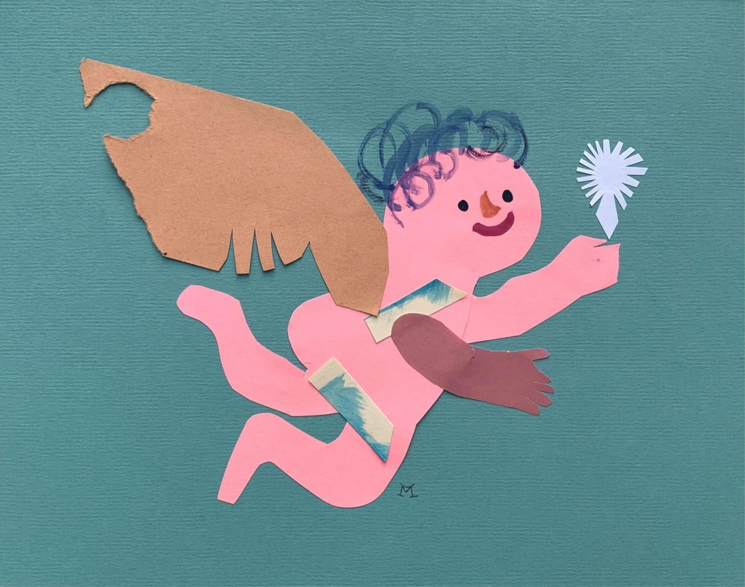 Marianna Oklejaka Little Star. Papercut & Gouache Artwork, Fairy Tale, Figurative, Polish Artist2020