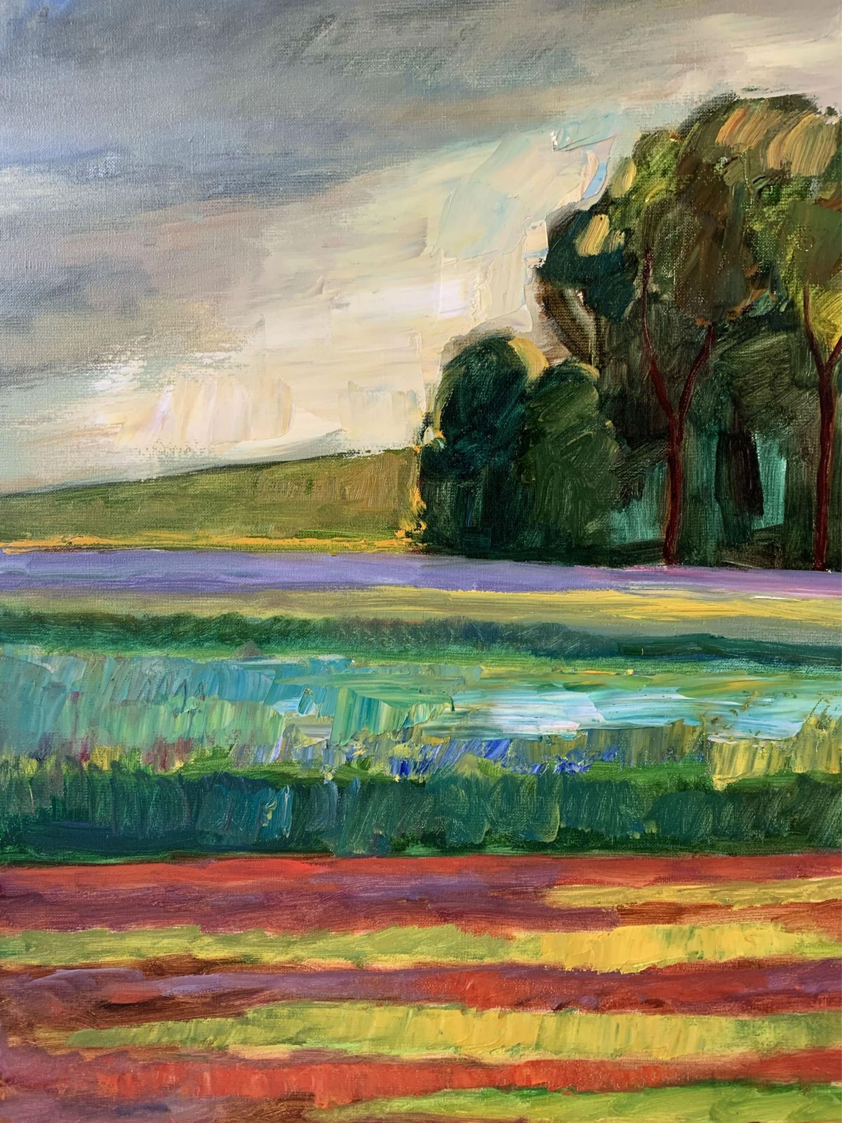 Marek Niedojadłoa Meadow   Xxi Century, Oil Landscape Painting, Colourful, Nature View2019 photo for sale