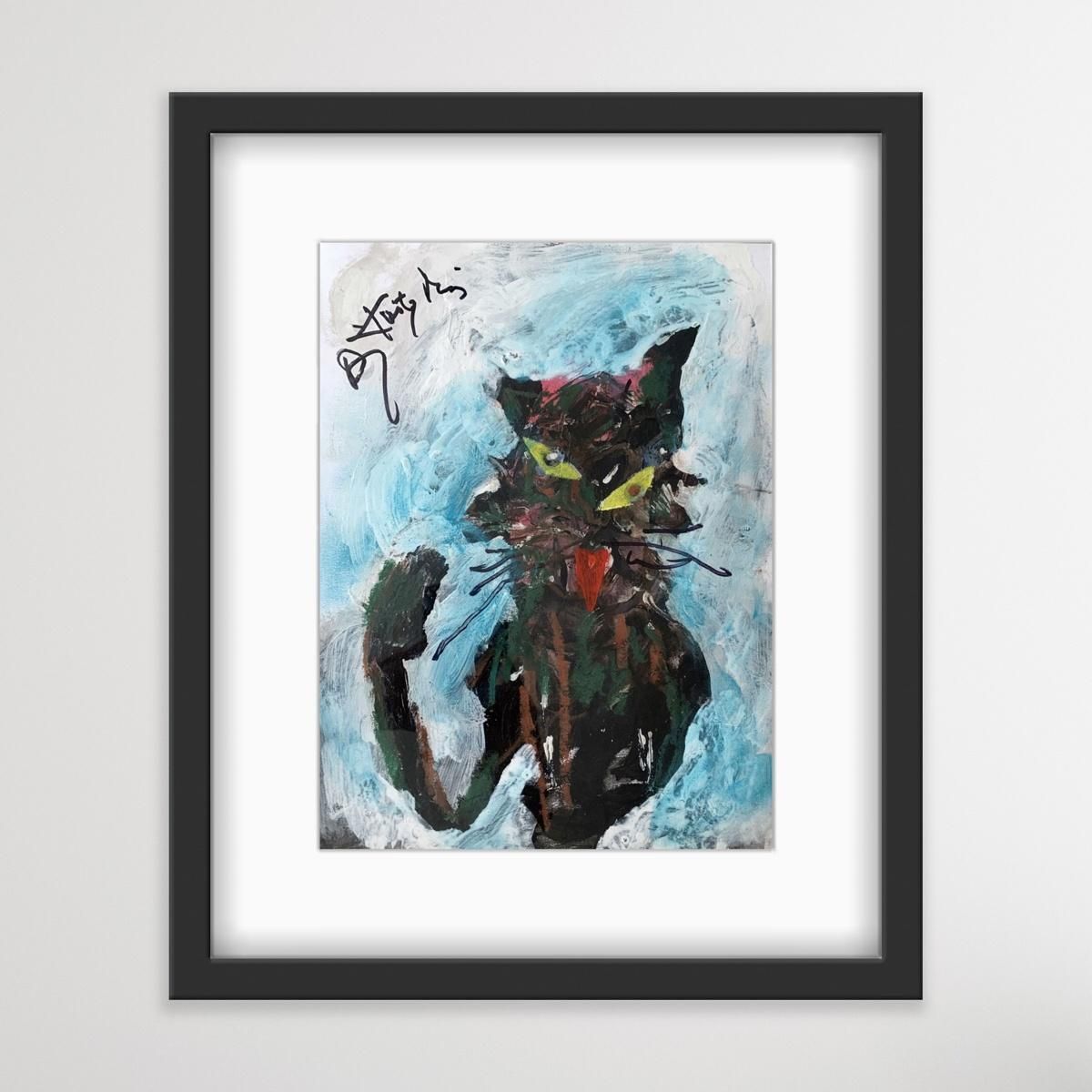 Andrzej Kreutz Majewskimieus   XX Century, Contemporary Acrylic Painting, Cat, Animal, Grotesque2000 photo for sale