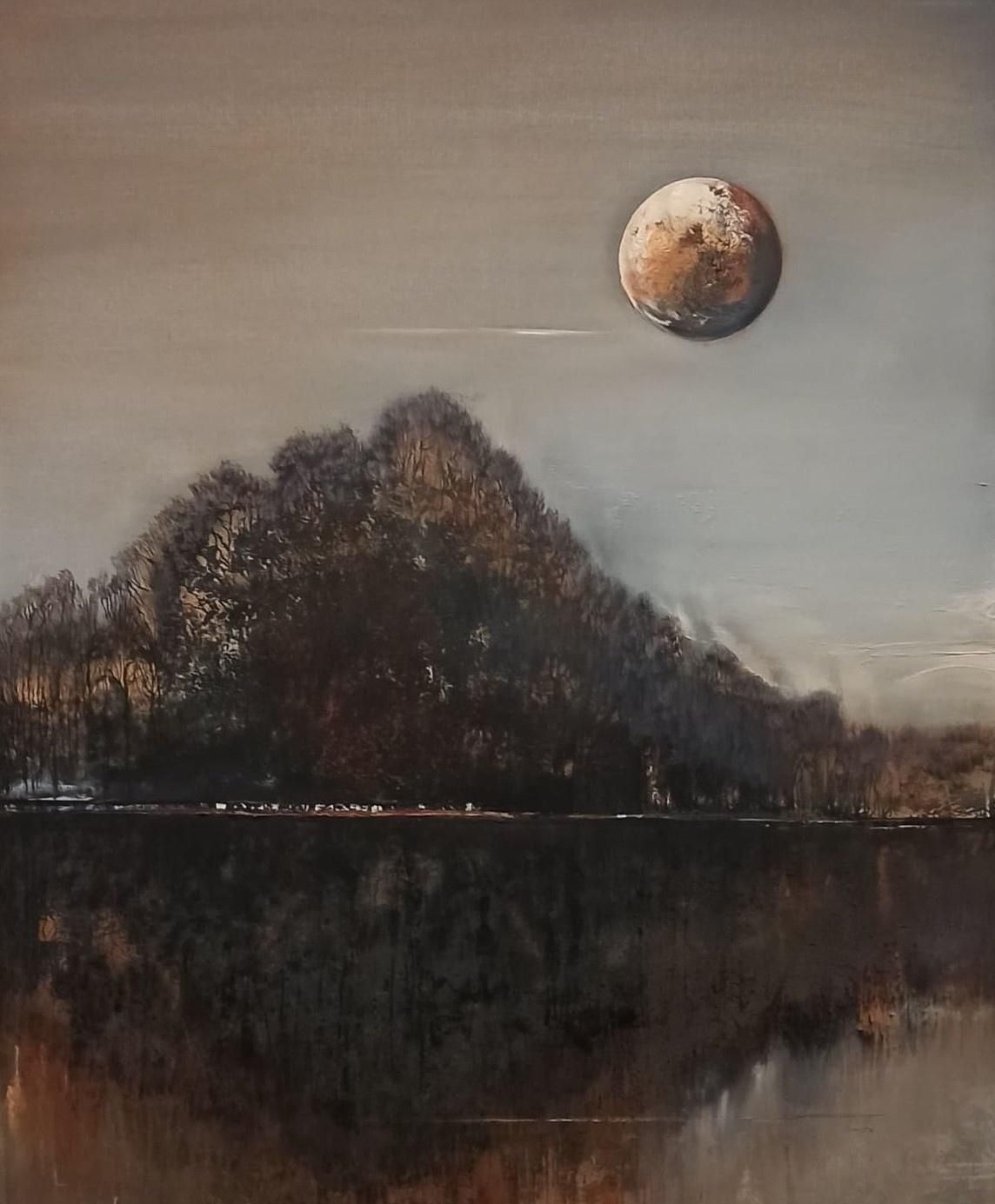 Barbara Hubertbright Night   Contemporary Oil Painting, Landscape, Polish Art2021