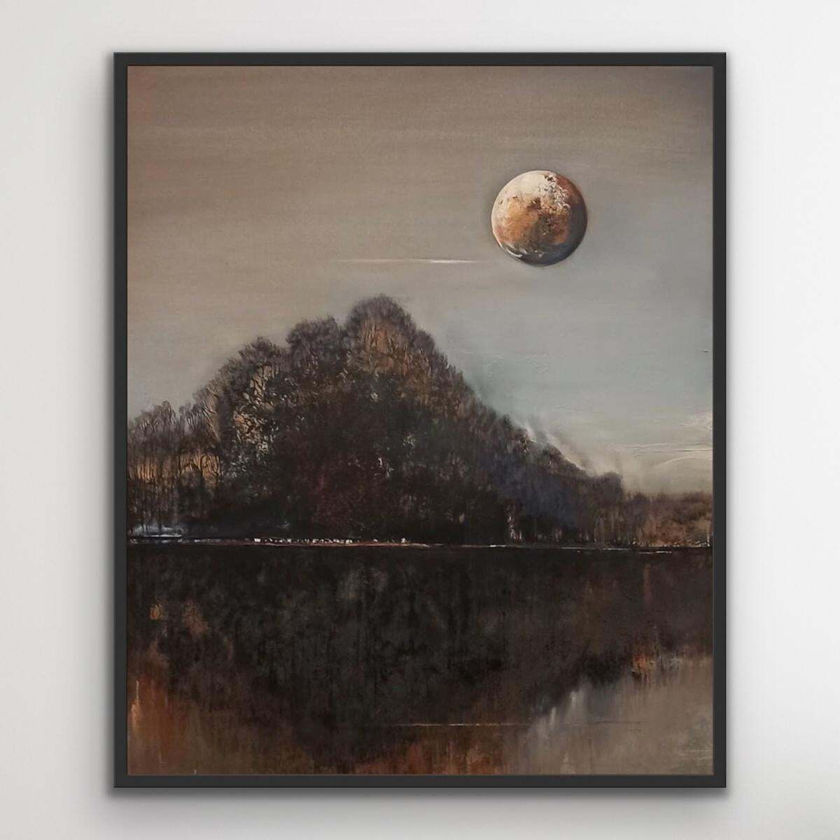 Barbara Hubertbright Night   Contemporary Oil Painting, Landscape, Polish Art2021 photo for sale