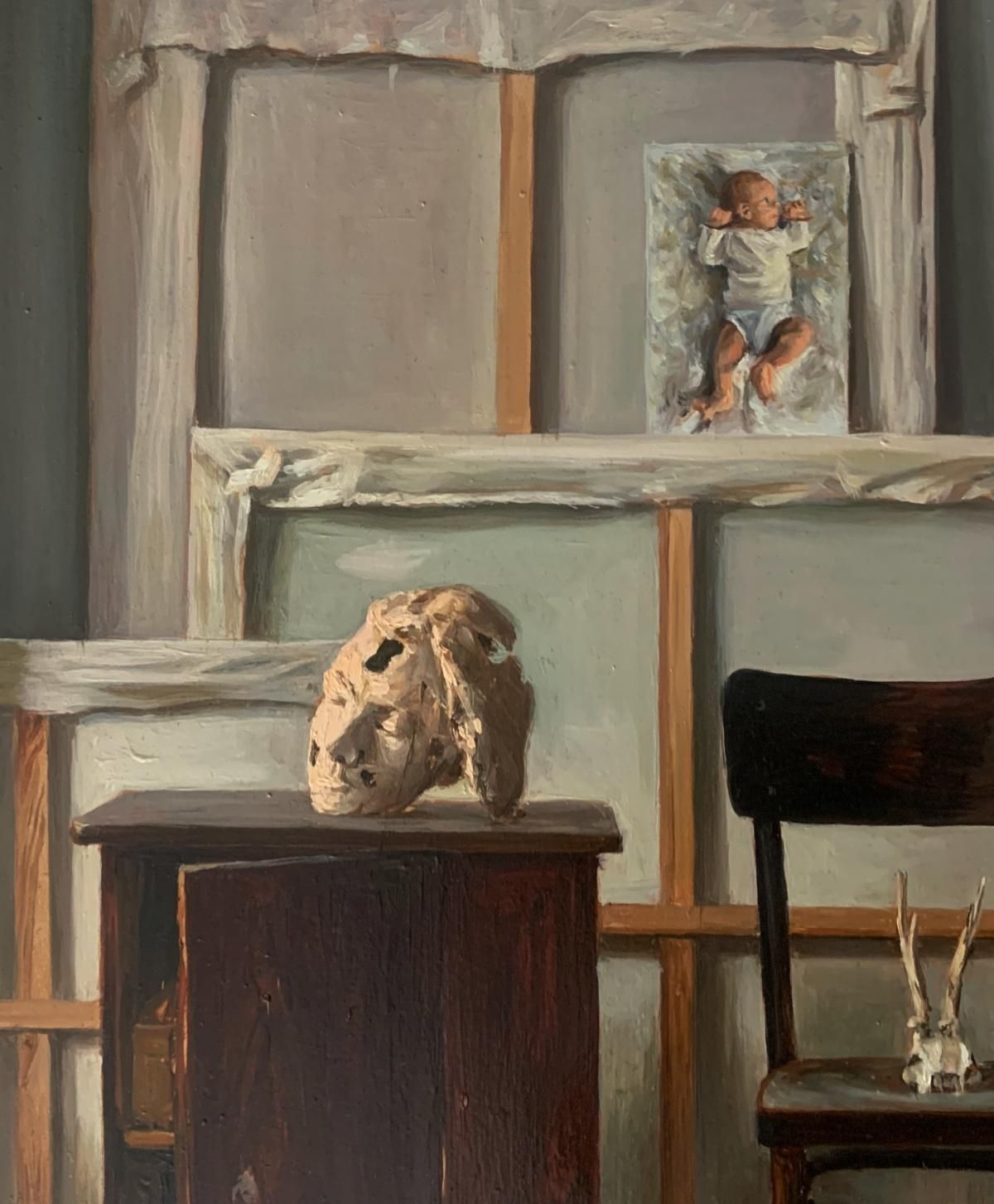 Agnieszka Staak Janczarskastill Life With Canvases. Realistic Figurative Oil Painting, Emerging Polish Art2024 photo furniture