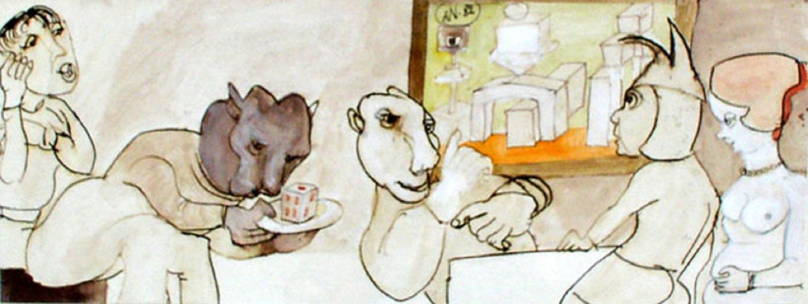 Adam Niemczyc 1in Thanks To Mr. Emil Szpak   XX Century, Figurative Colourful Print1983
