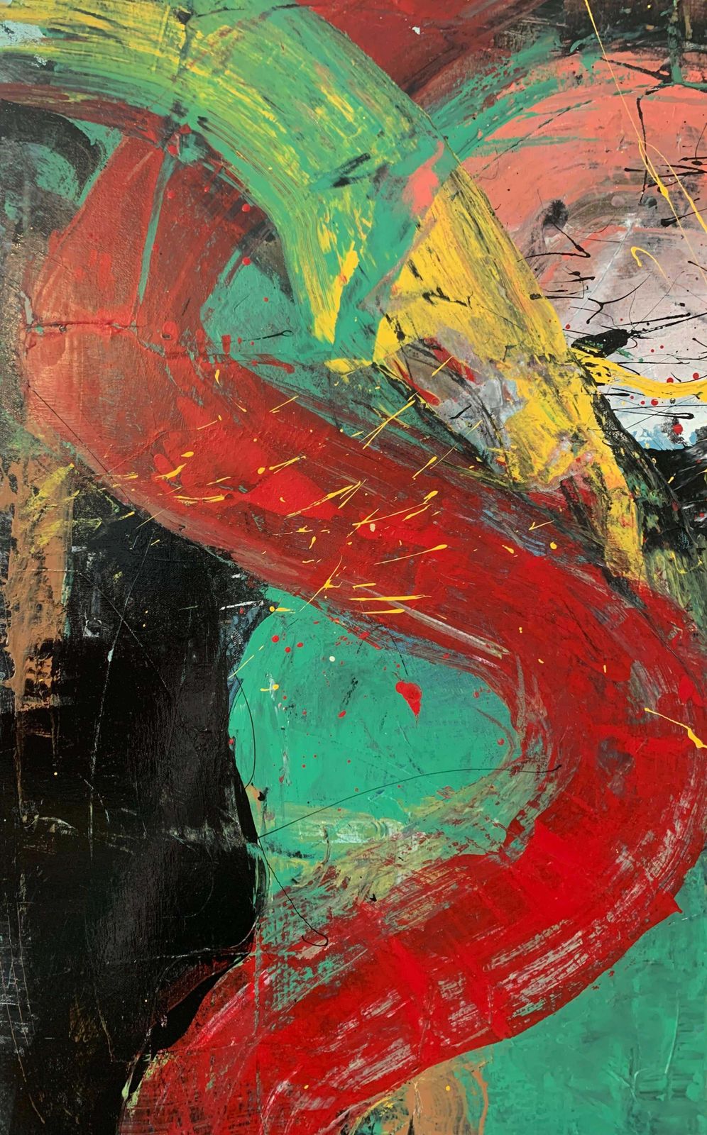 Monika Rossaabstraction. Contemporary Abstract Oil Painting, Colorful, Dynamic, Polish Art2023 photo furniture