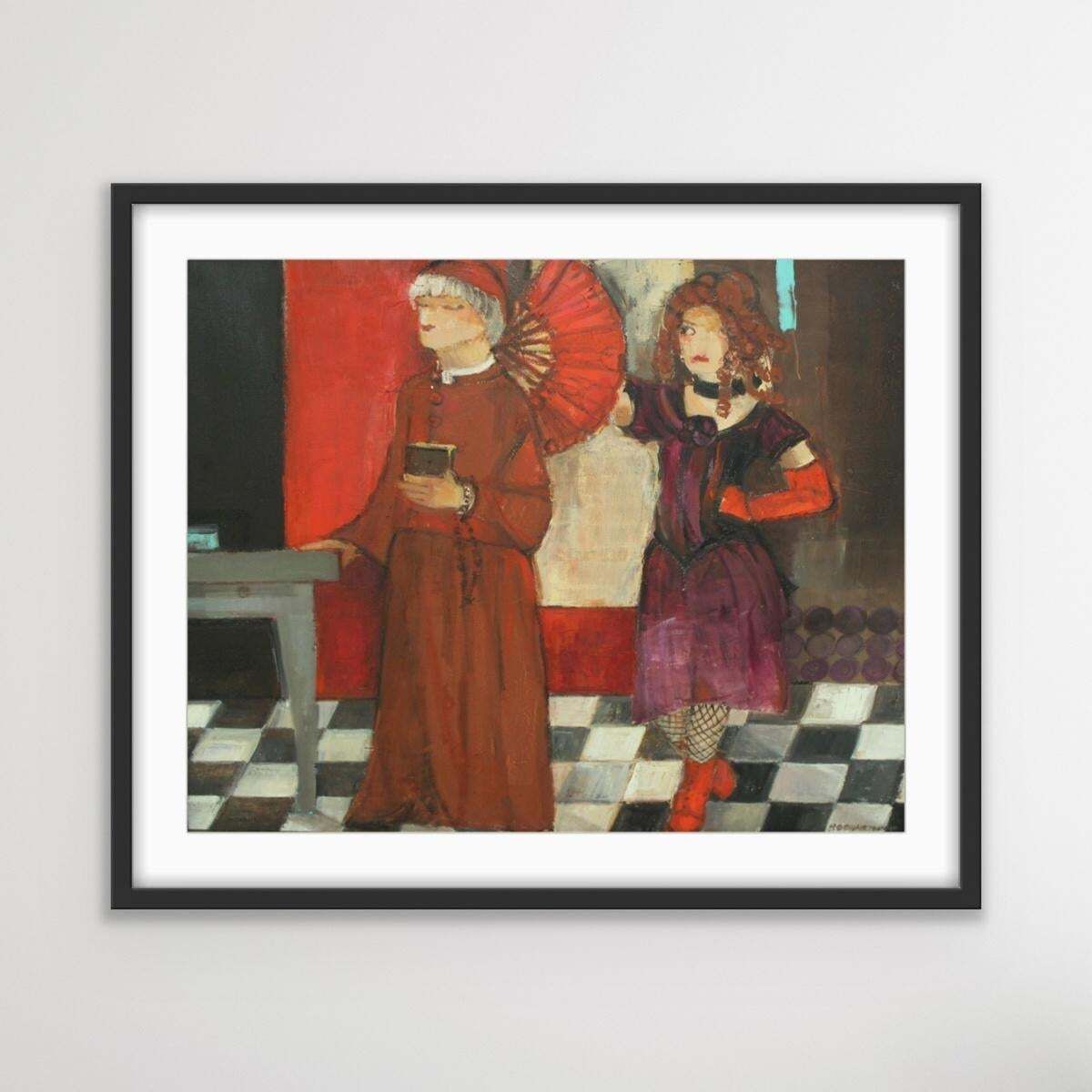 Malgorzata Rozmarynowskathe Struggle Between Good And Evil   Xxi Century, Figurative Oil Painting2012 photo furniture