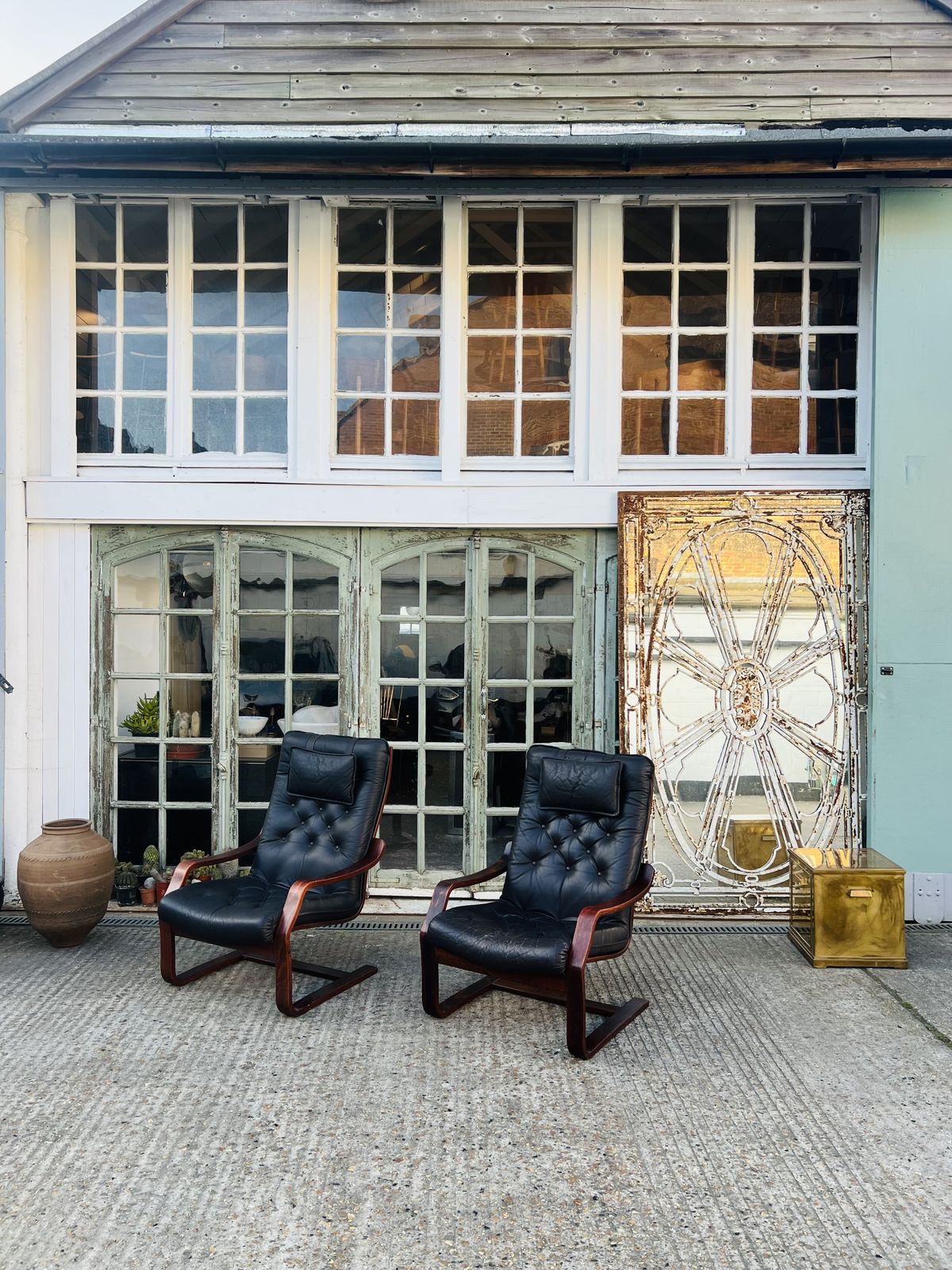 Danish Chairs, 1970s, Leather, Vintage