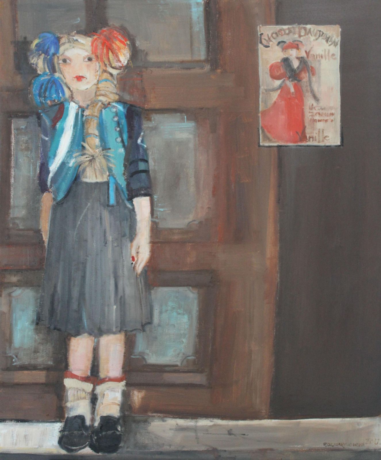 Malgorzata Rozmarynowskagirl With Pompoms   Xxi Century, Contemporary Figurative Oil Painting2012