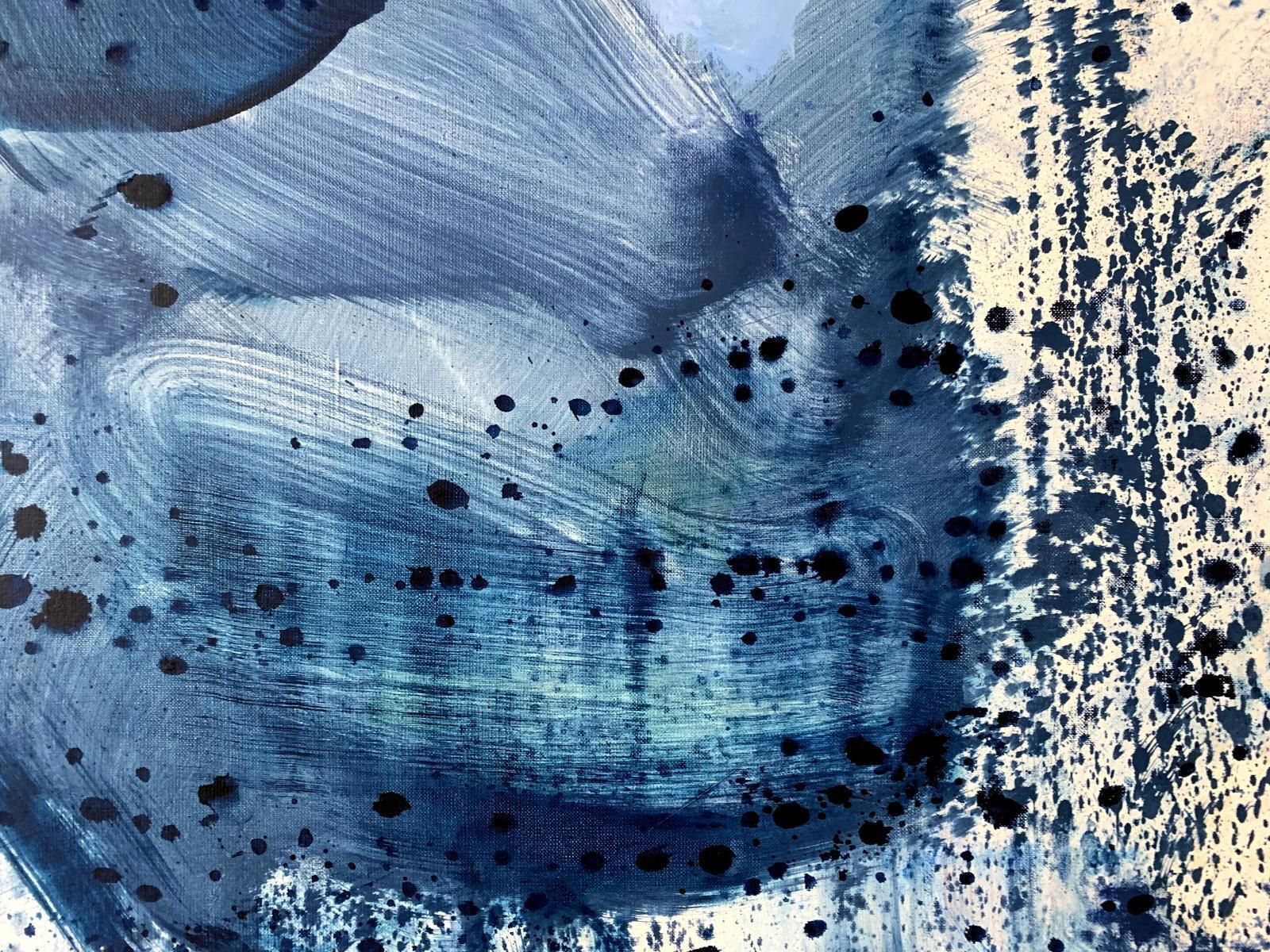 Piotr Butkiewicza Journey   Gestural Abstraction, Blue, White, Modern Art2021 photo for sale