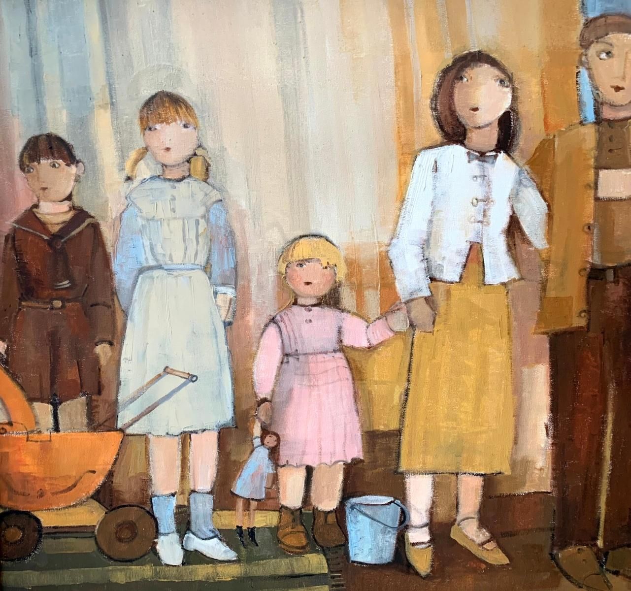 Malgorzata Rozmarynowskaa Family. Contemporary Figurative Oil Painting, Warm Colors, Polish Artist2013 photo for sale