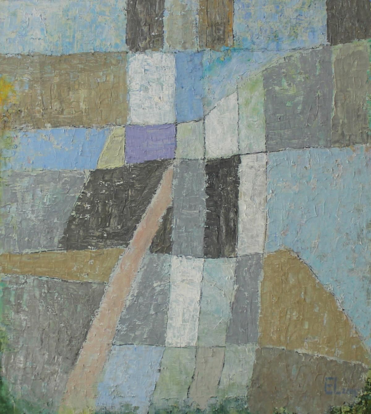 Ellis Ostrowskagreyness Of Love   Xxi Century, Contemporary Oil Painting, Geometric Abstraction2005