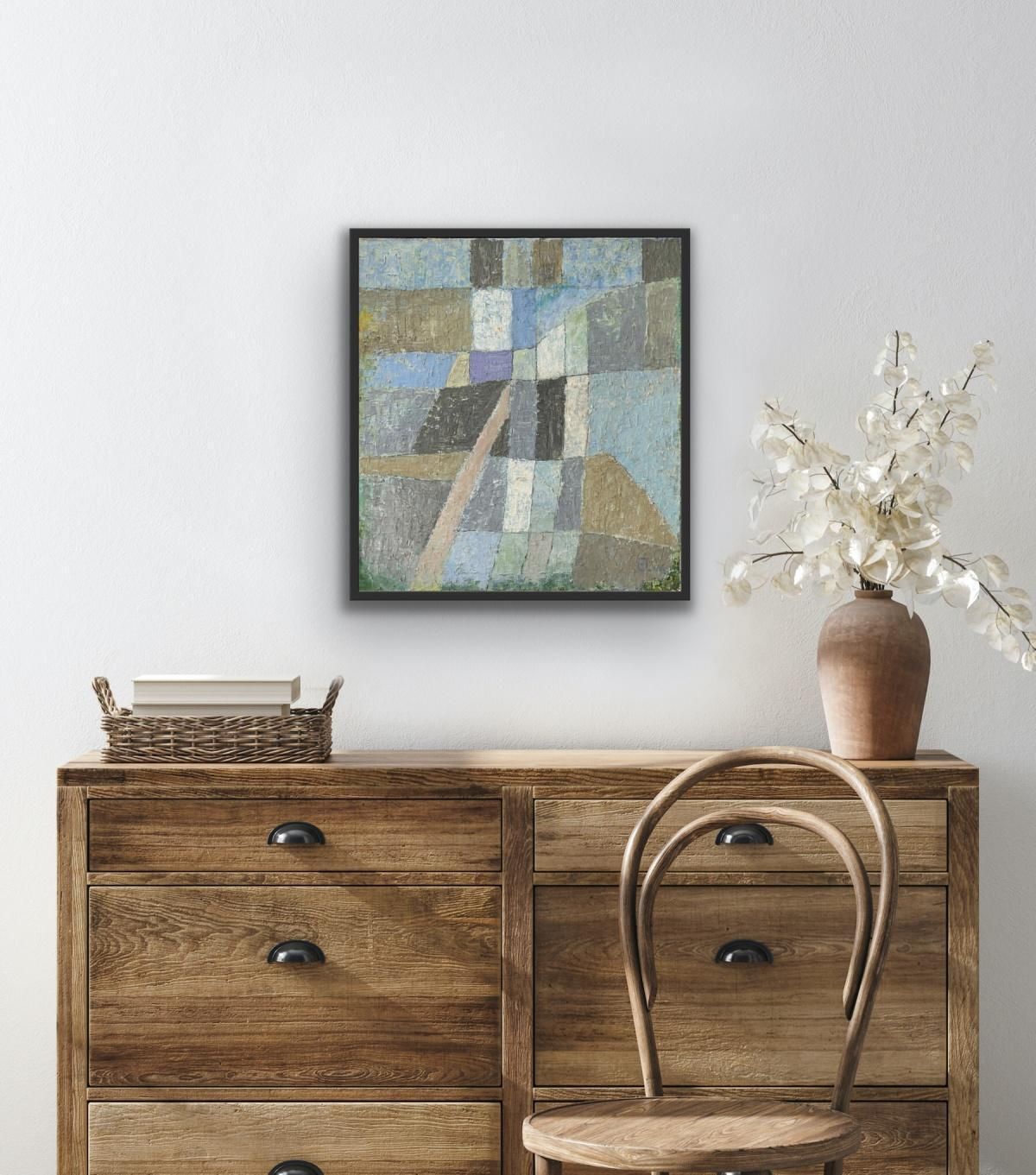 Ellis Ostrowskagreyness Of Love   Xxi Century, Contemporary Oil Painting, Geometric Abstraction2005 photo vintage