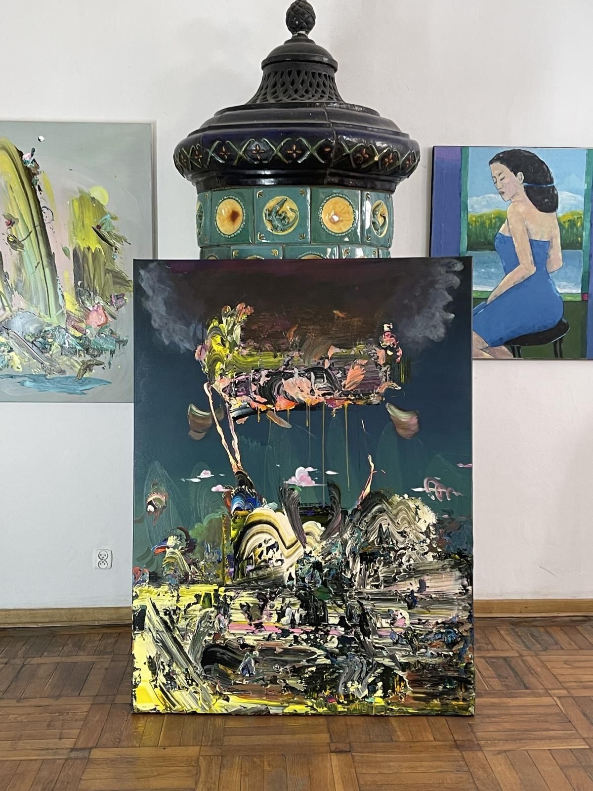 Franciszek Ledóchowskiosiris Above Archangel Gabriel. Abstract Painting, Texture, Colorful, Polish Art2024 photo furniture