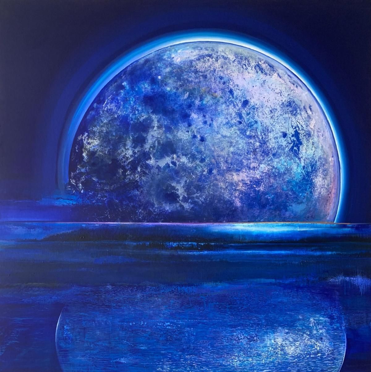 Barbara Hubertfull Moon. Contemporary Acrylic Painting, Big Scale, Polish Artist2020