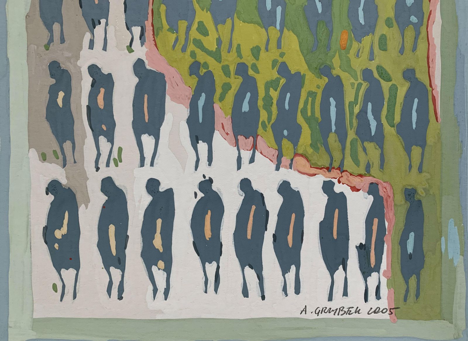 Aleksander Grzybekevening Passes   Xxi Century, Gouache Painting, Figurative2005 photo for sale