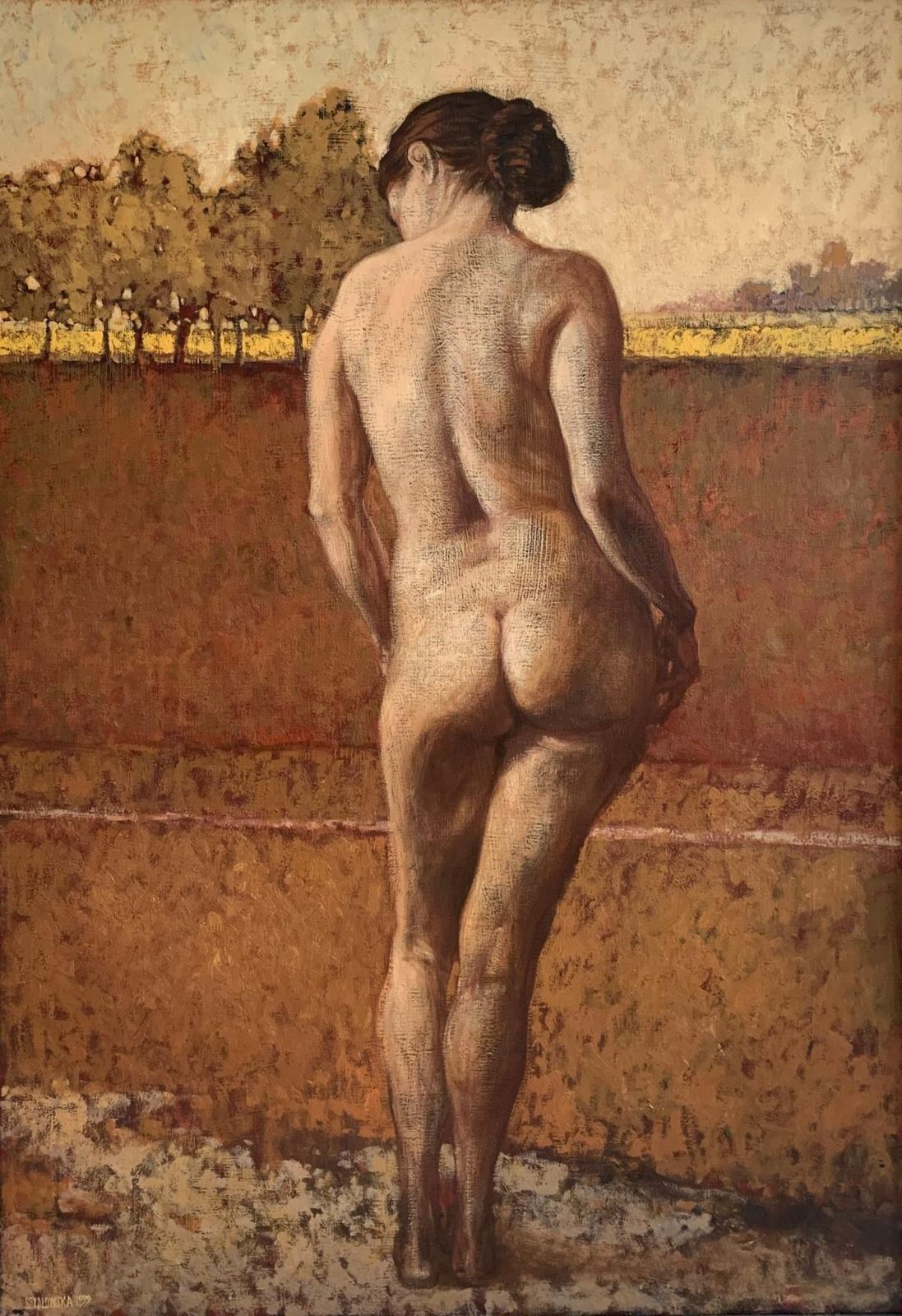 Katarzyna Szydlowskastanding One. Contemporary Figurative Oil Painting, Subtle Female, Polish Artist2002