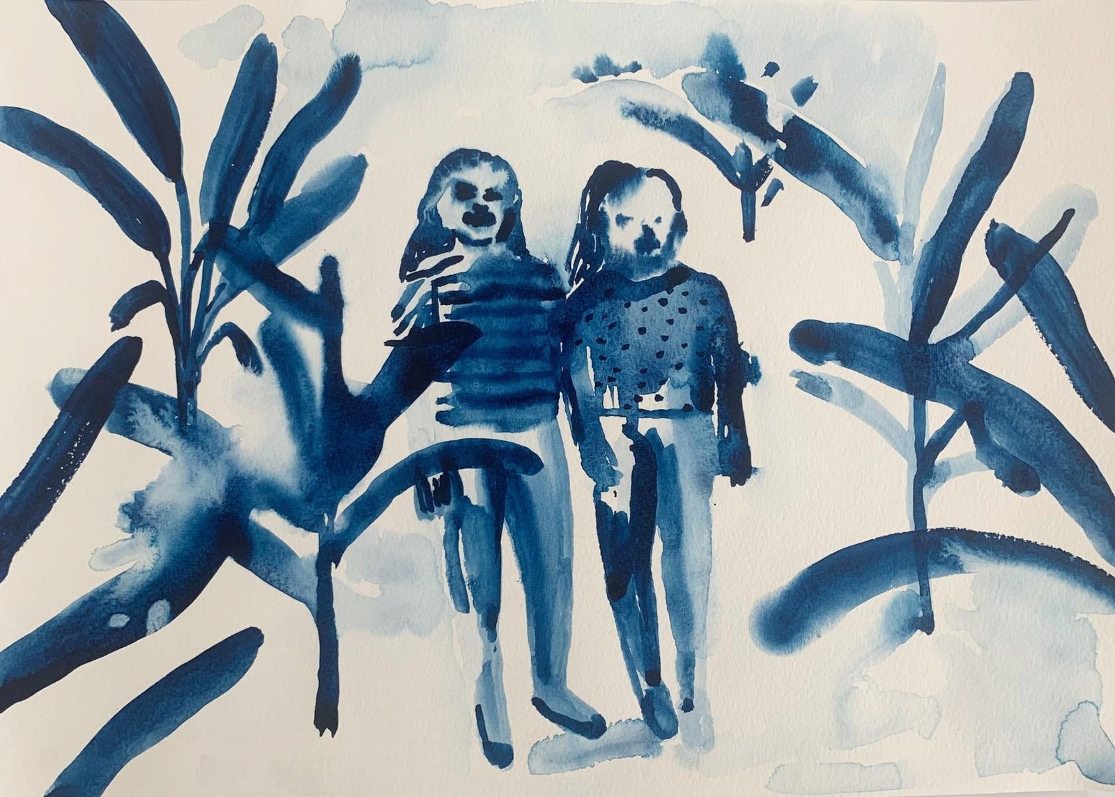 Hanna Ilczyszynjungle. Monochromatic Figurative Watercolor Drawing, Polish Art2022