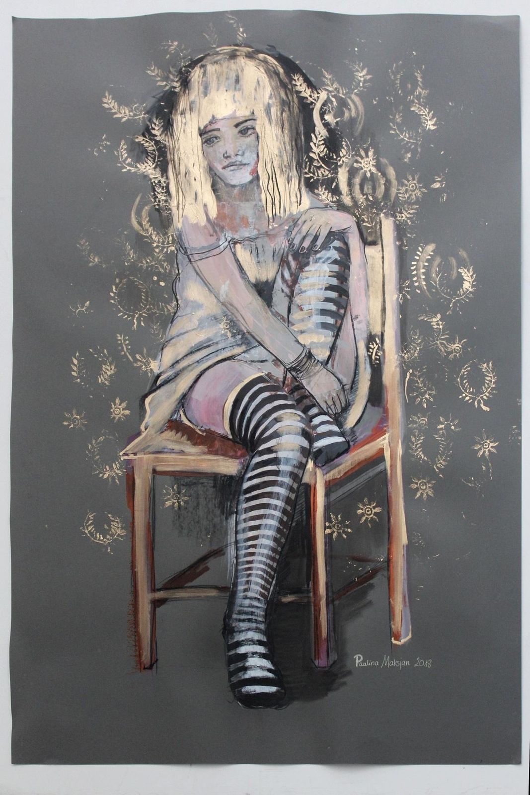 Paulina Maksjanmagic   Xxi Century, Women, Figurative Drawing, Bright And Vivid Colours, Gold2018 photo furniture