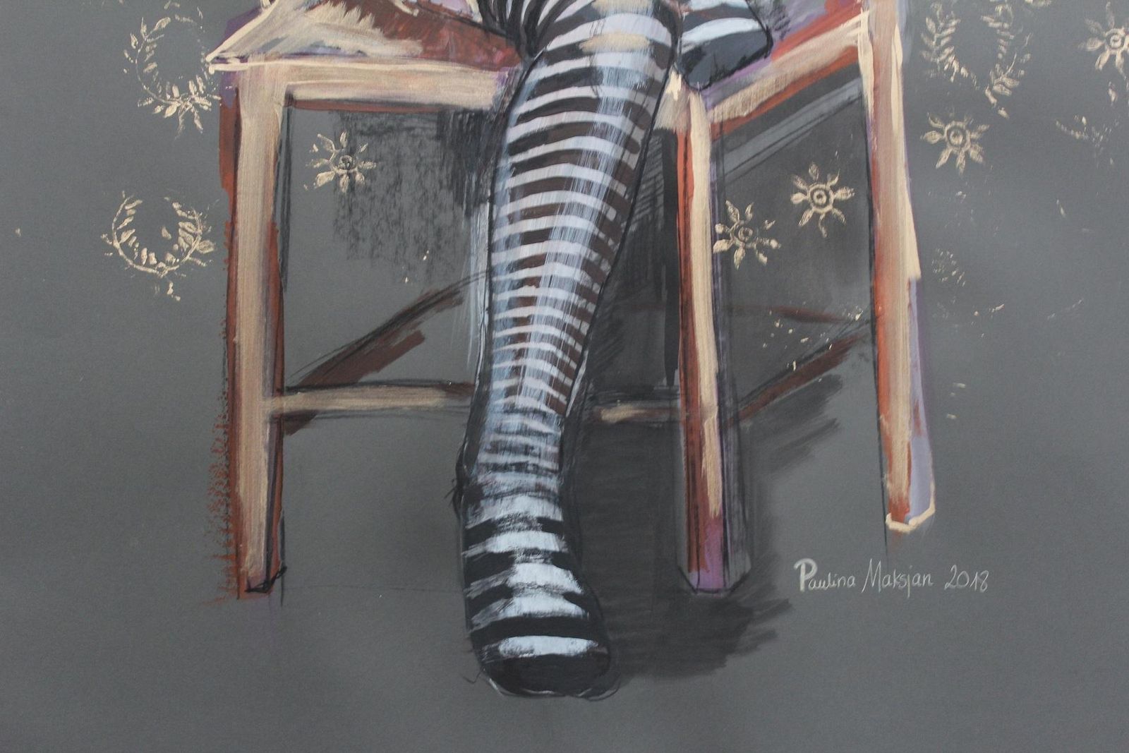 Paulina Maksjanmagic   Xxi Century, Women, Figurative Drawing, Bright And Vivid Colours, Gold2018 photo for sale