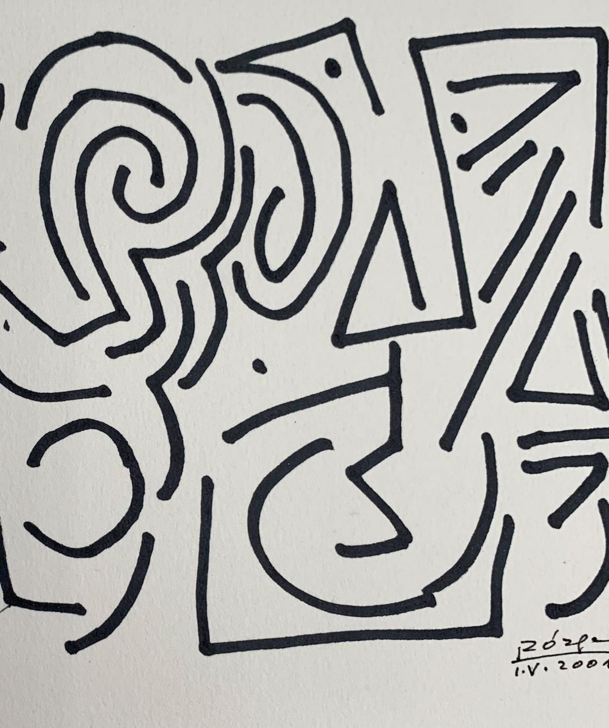 Leszek Rózgatingel Tangel II   Xxi Century, Ink Drawing, Abstraction, Black & White2001 photo Art