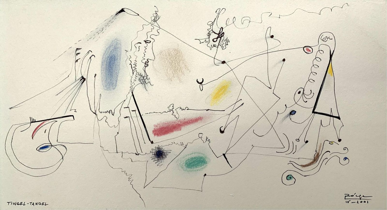 Leszek Rózgatingel Tangel   Xxi Century, Mixed Media Drawing, Abstraction, Colorful2001