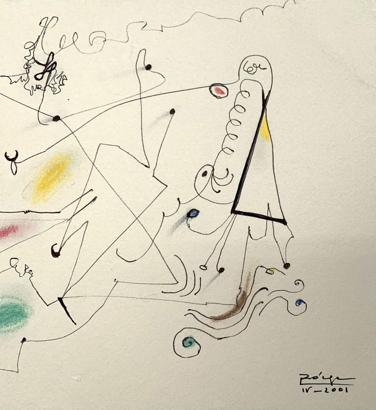 Leszek Rózgatingel Tangel   Xxi Century, Mixed Media Drawing, Abstraction, Colorful2001 photo Art