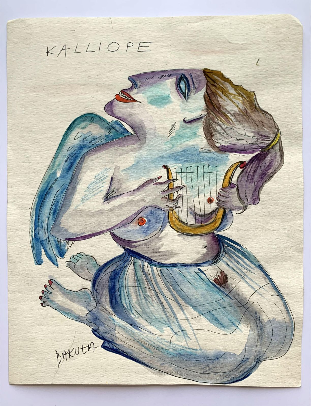 Hanna Bakułacalliope   Xxi Century, Watercolour Figurative, Colourful, Mythology2018 photo furniture