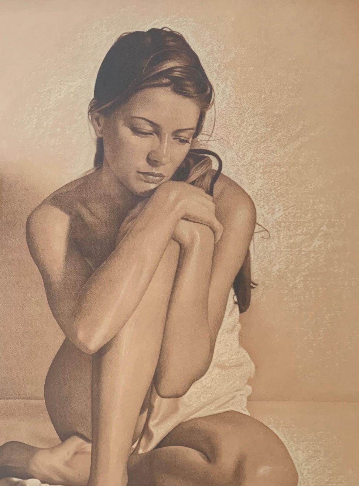 Andrzej Szypluknude. Contemporary Realistic Figurative Mixed Media Drawing  Polish Artist2002 photo furniture
