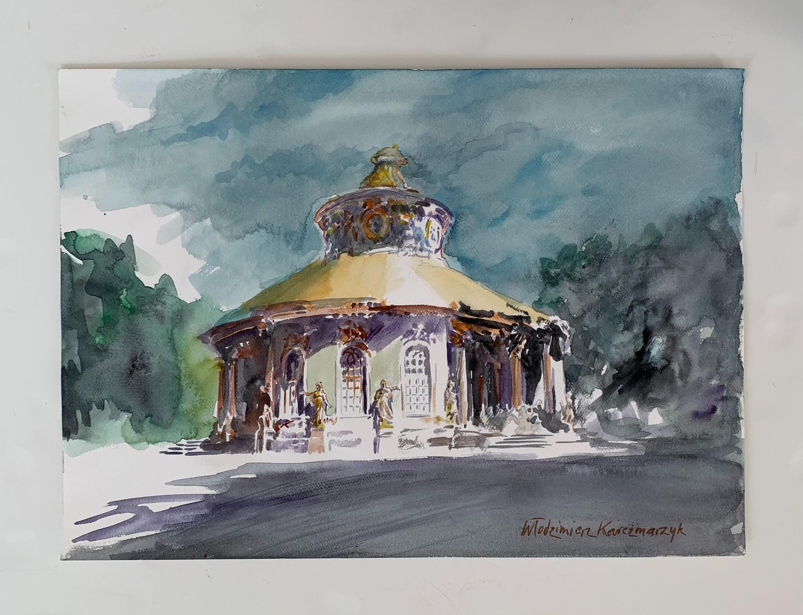 Włodzimierz Karczmarzyksans Souci   21 Century Figurative Watercolor Painting, Architecture, Realistic2007 photo furniture