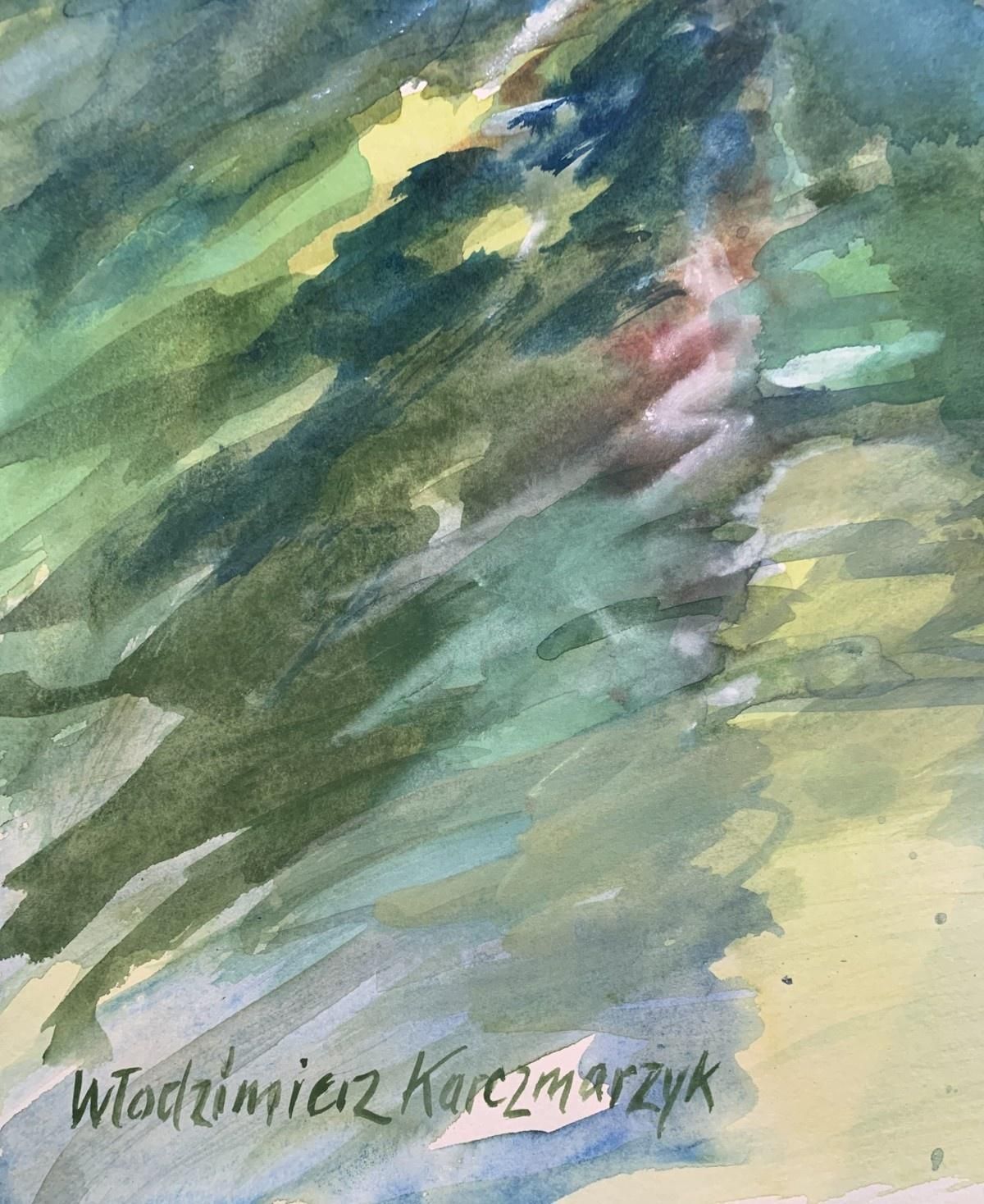 Włodzimierz Karczmarzykvenice, Gondola On A Stop. Watercolor, Realistic, Classic, Polish Artist2010 photo for sale