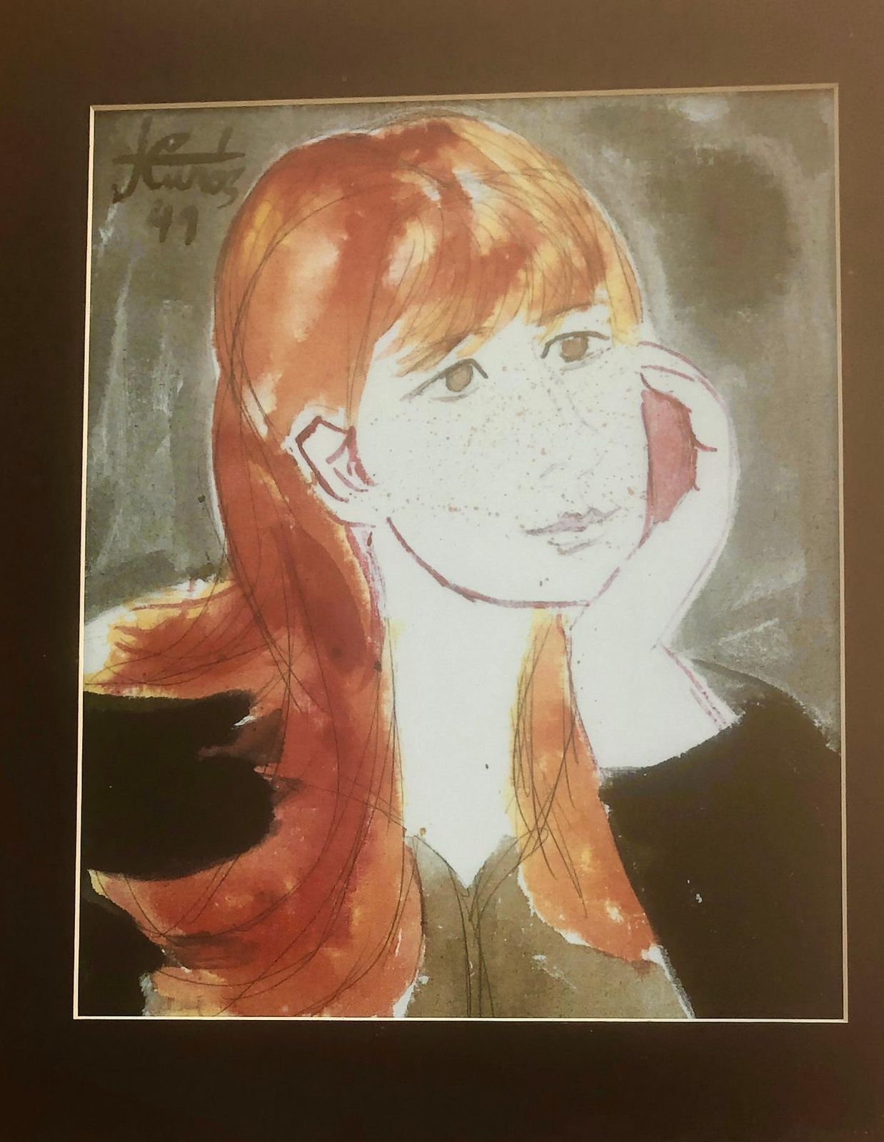 Jordi Curos Young Woman Watercolor 1949