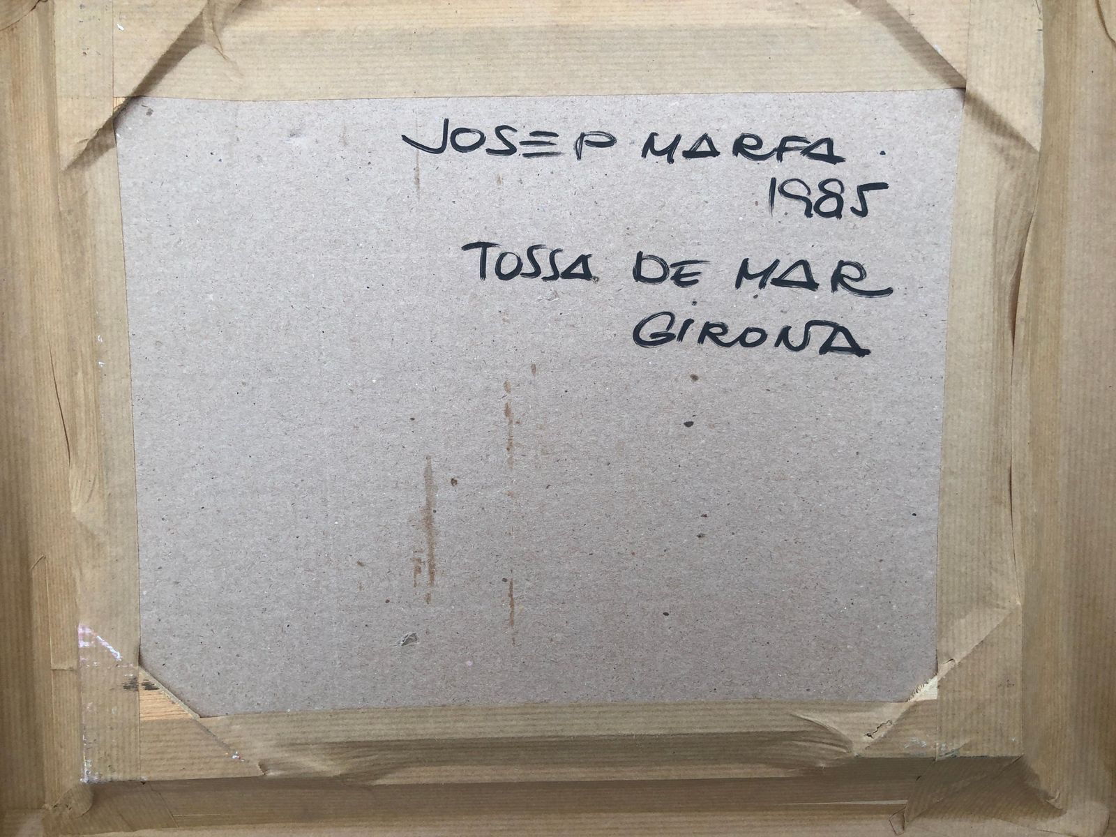 Josep Marfa Guarro Tossa De Mar Spanish Seascape Original Oil On Cardboard Painting Mediterranean 1985 photo vintage