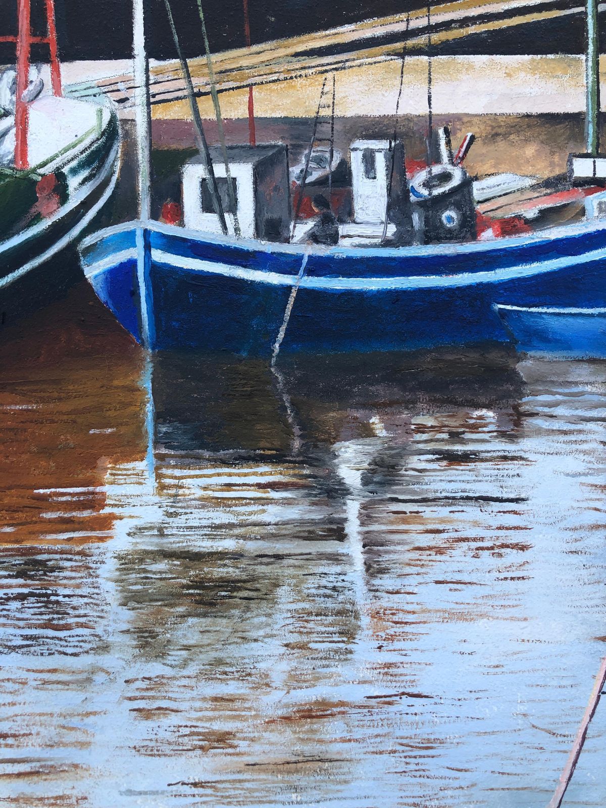 Unknown Fishing Port Oil On Canvas Painting Seascape Boats European Art 2014 photo 400.0
