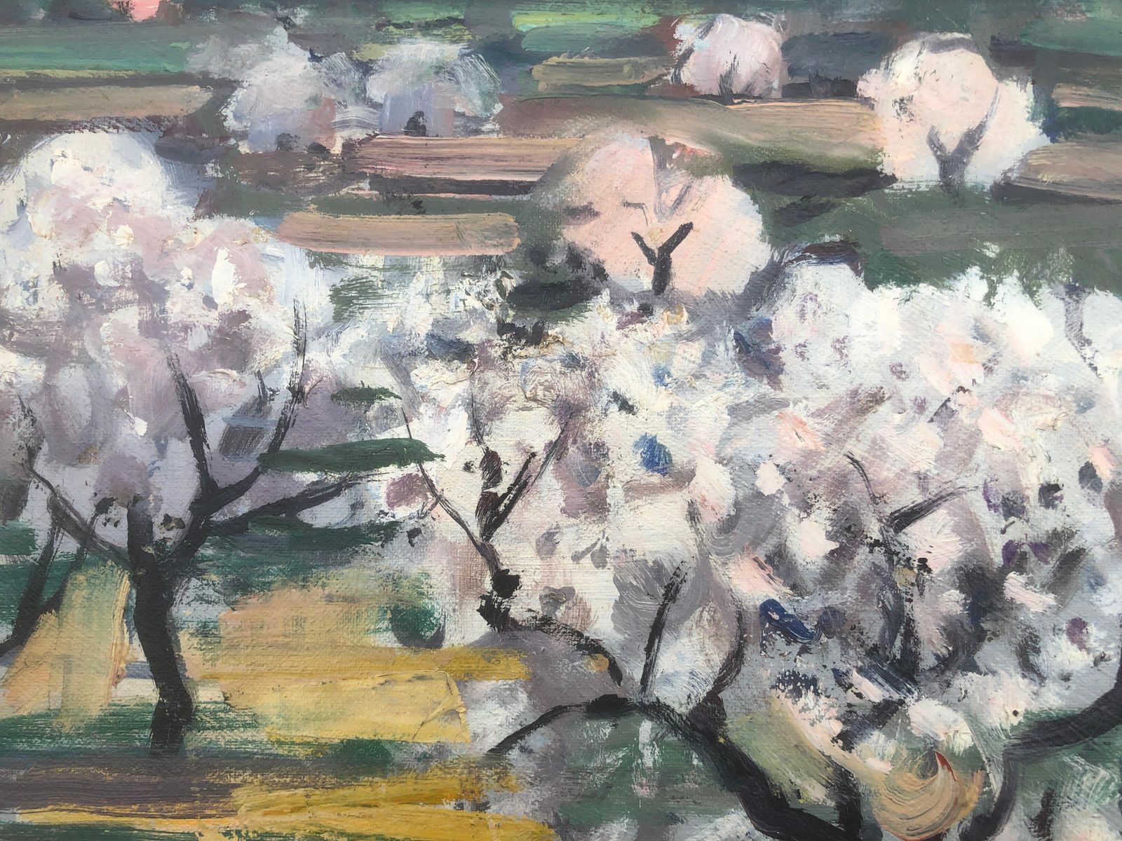 Rafael Duran Benet Almond Trees In Bloom Spain Oil Painting Spanish Landscape C.1990 photo for sale