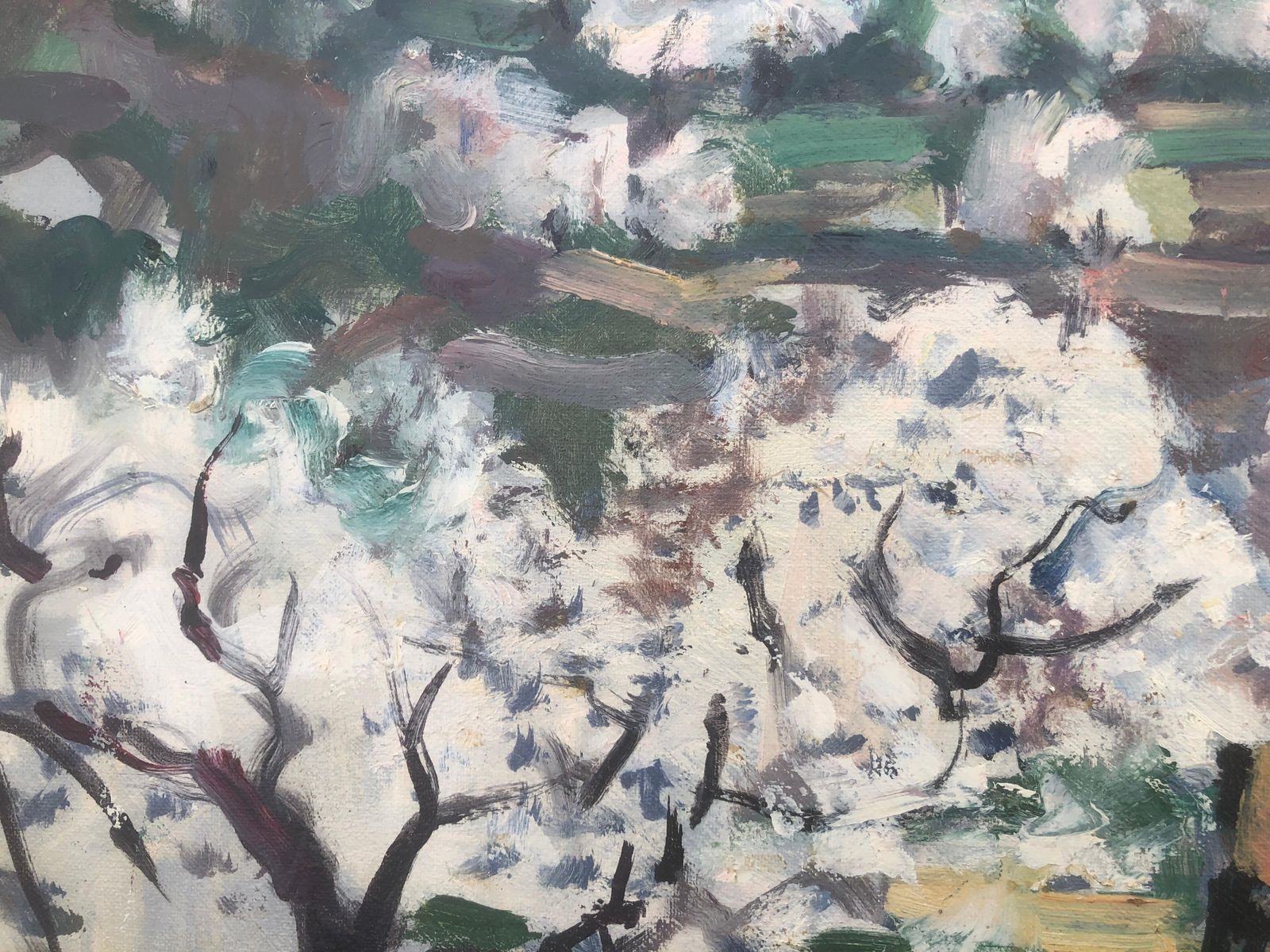 Rafael Duran Benet Almond Trees In Bloom Spain Oil Painting Spanish Landscape C.1990 photo 500.0