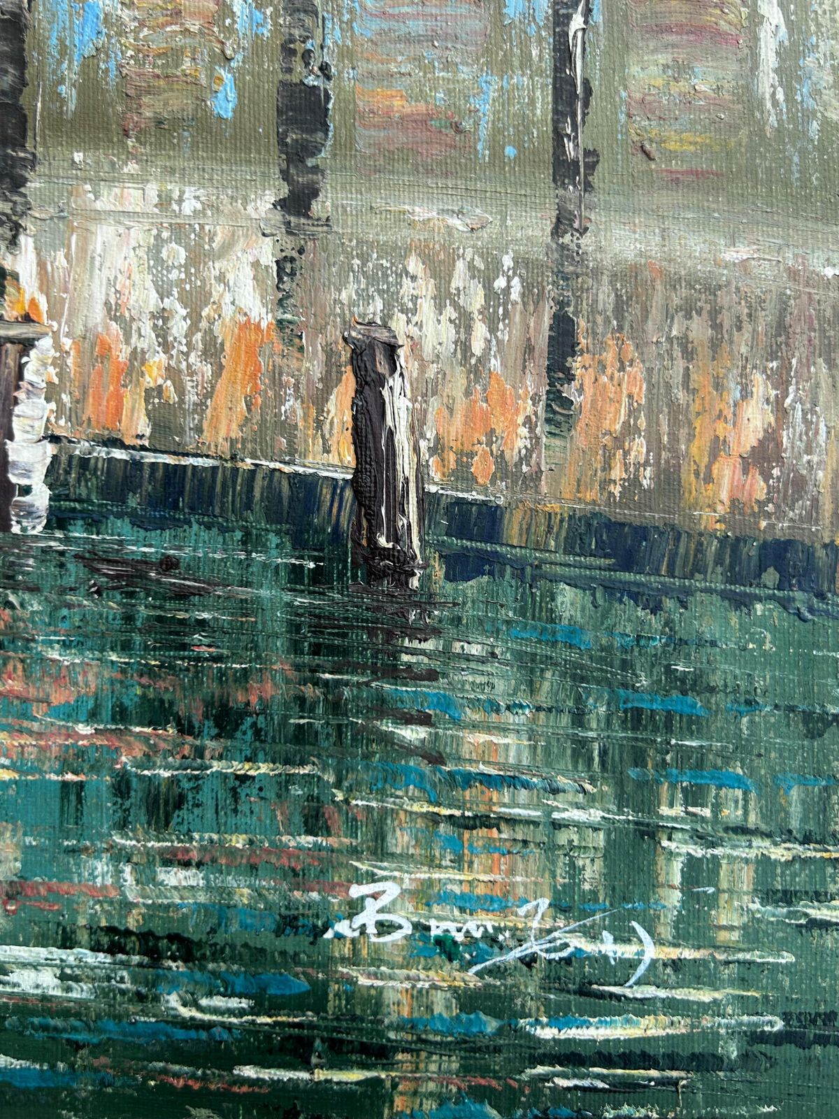 Caroline Burnnet Paris France Oil On Canvas Painting Urbanscape C.1980 photo for sale