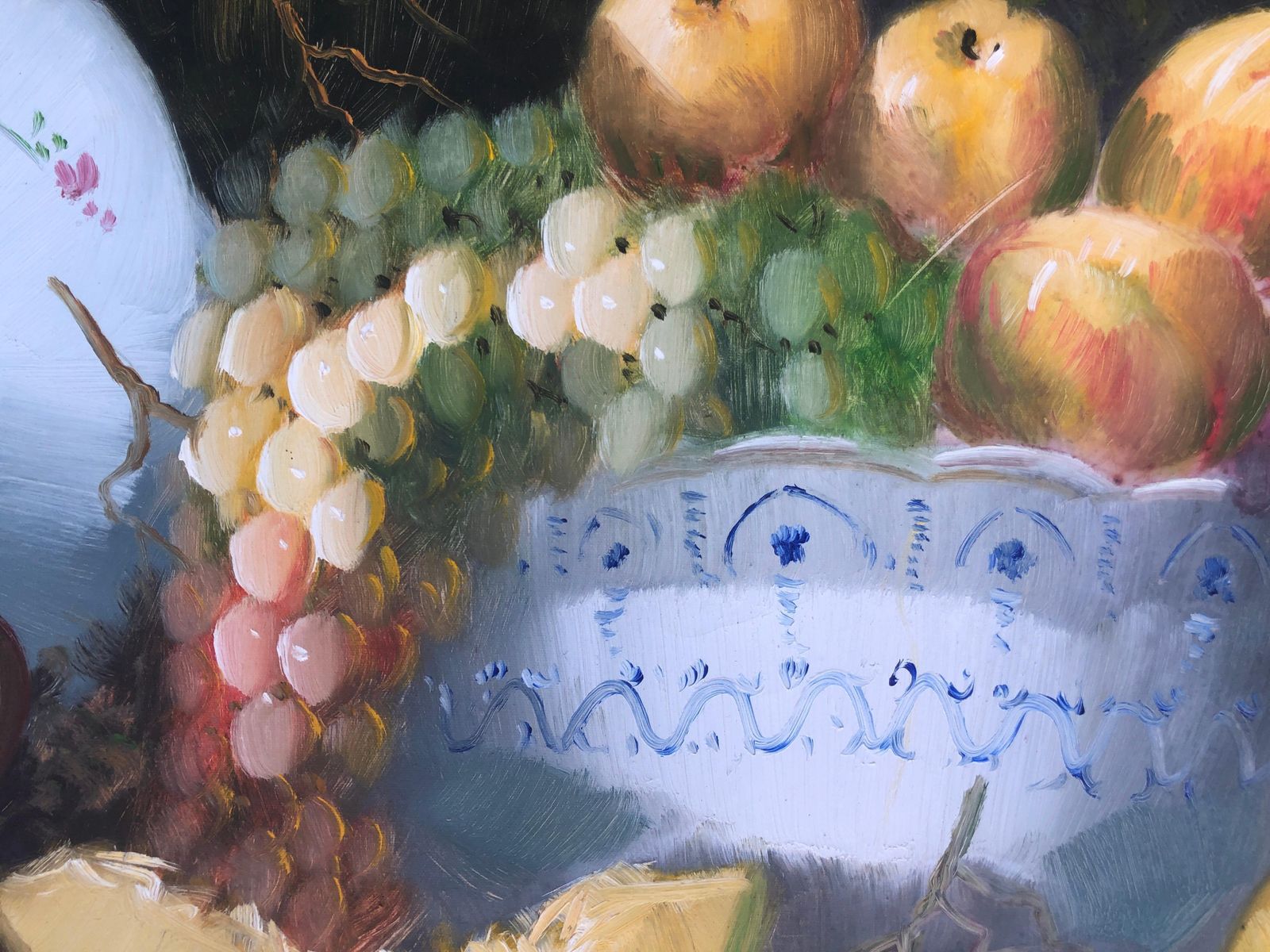 Vintage Spanish Fruit Still Life Oil Painting  1990 photo 600.0