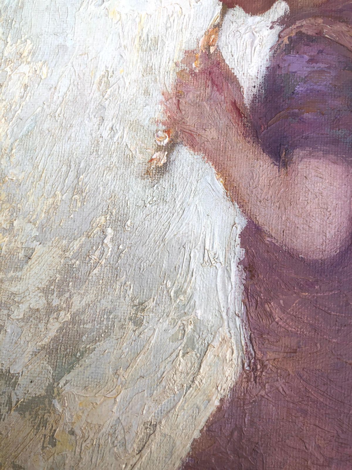 Enrique Montserrat Foj Impressionist Girl Playing Flute Poetic Spanish Figurative Oil Painting Art 1980s photo vinterior