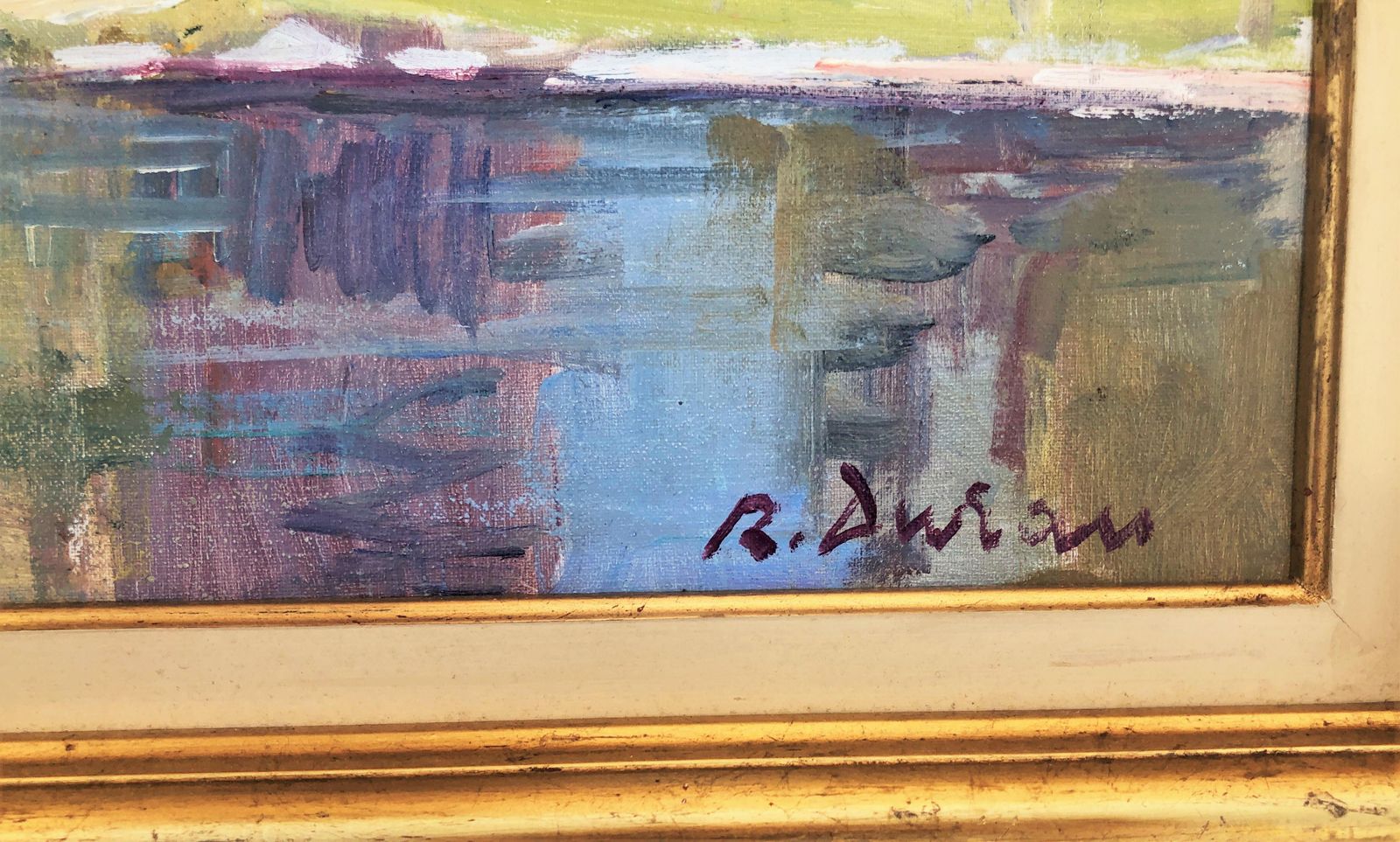 Rafael Duran Benet Colorful Lake Landscape With Reflections Post Impressionist European Oil C.2000 photo for sale