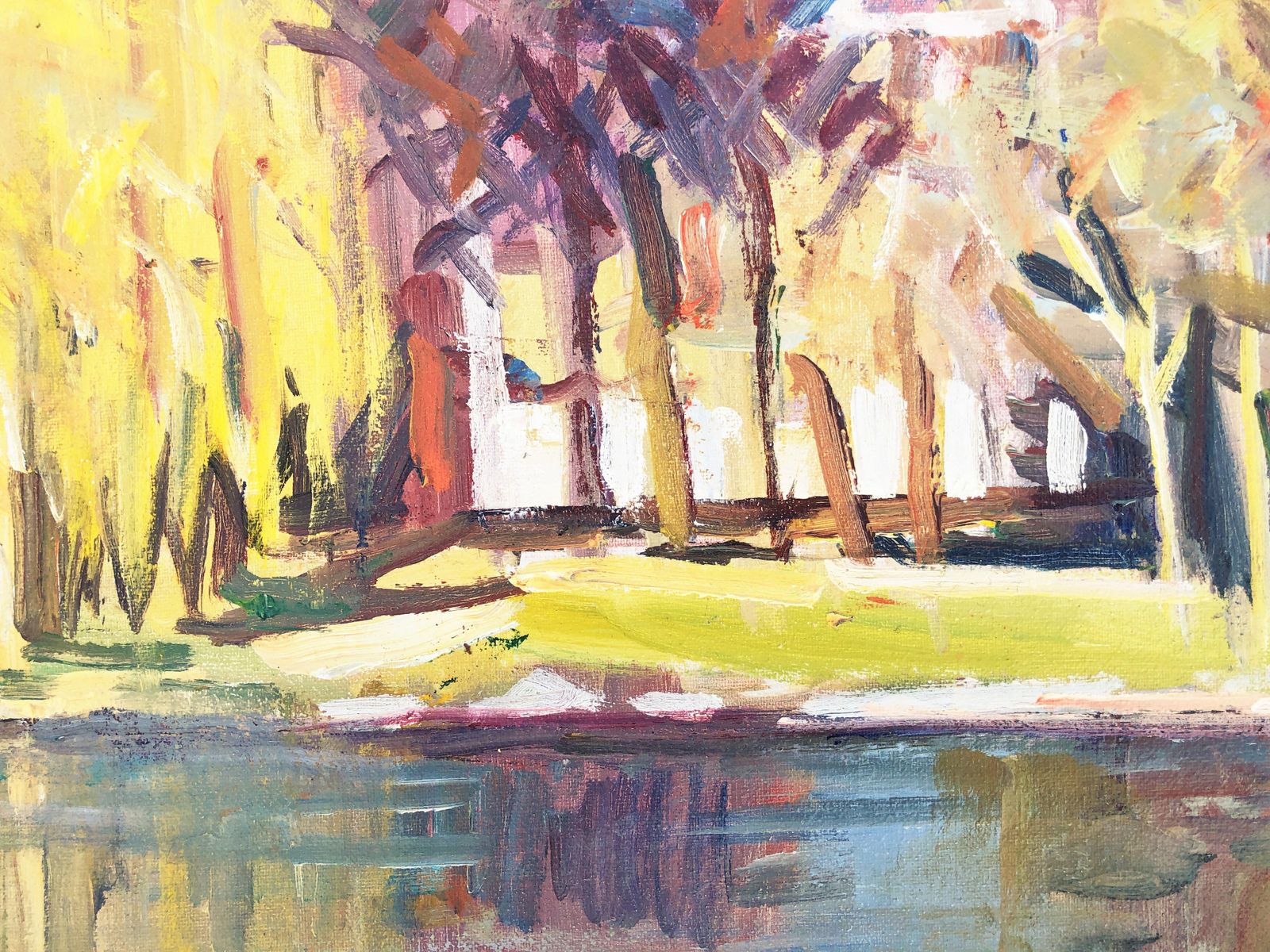 Rafael Duran Benet Colorful Lake Landscape With Reflections Post Impressionist European Oil C.2000 photo Art