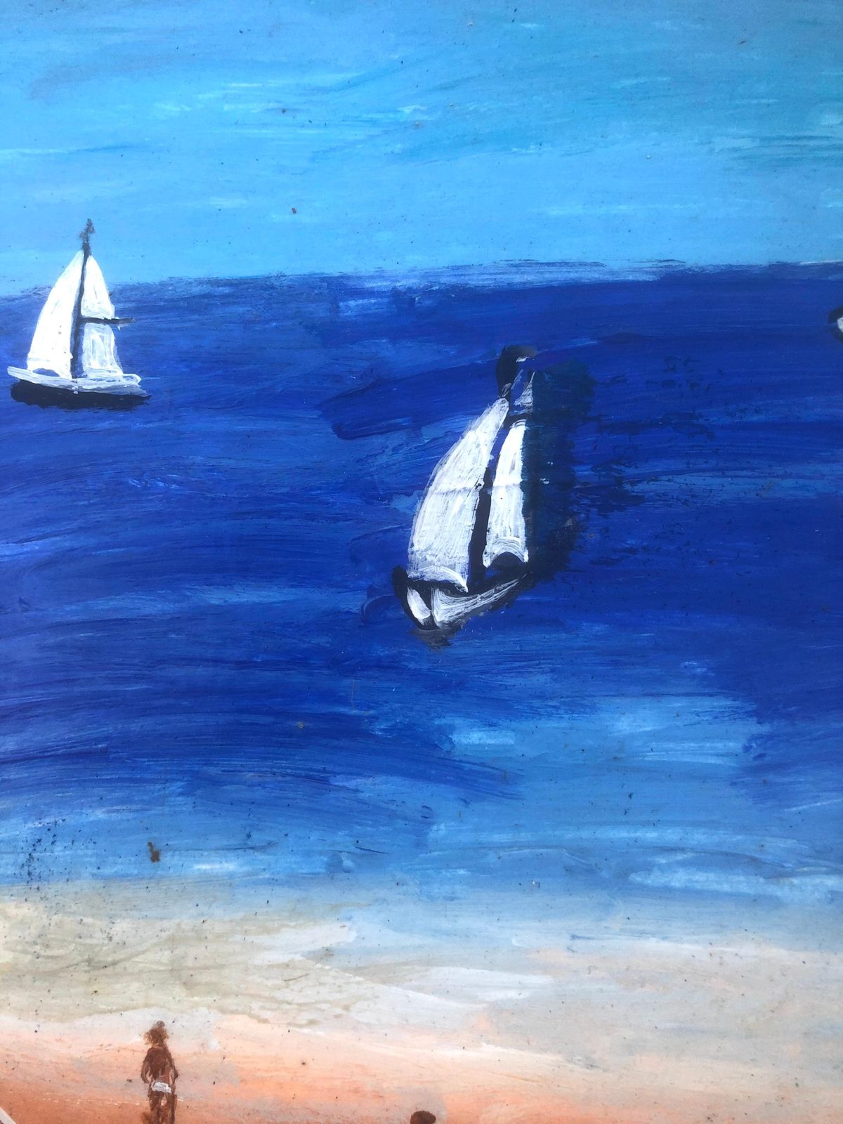 Unknown France Beach Acrylic Painting Seascape C.2000 photo 600.0