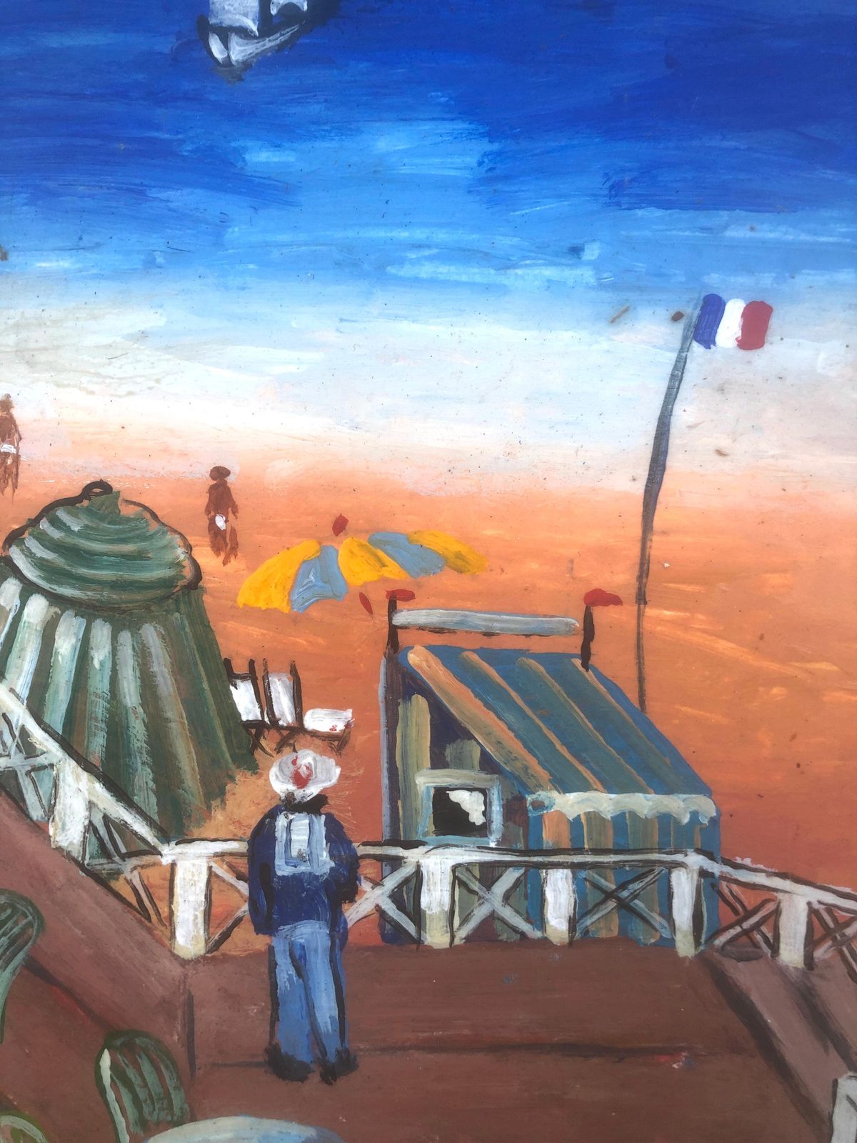 Unknown France Beach Acrylic Painting Seascape C.2000 photo vinterior