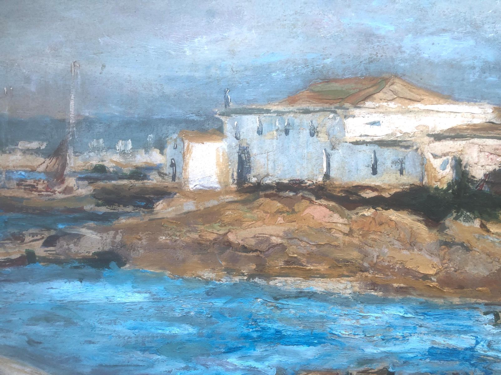 Unknown Spanish School Fishermen's Beach Seascape Spain C.1980 photo Art