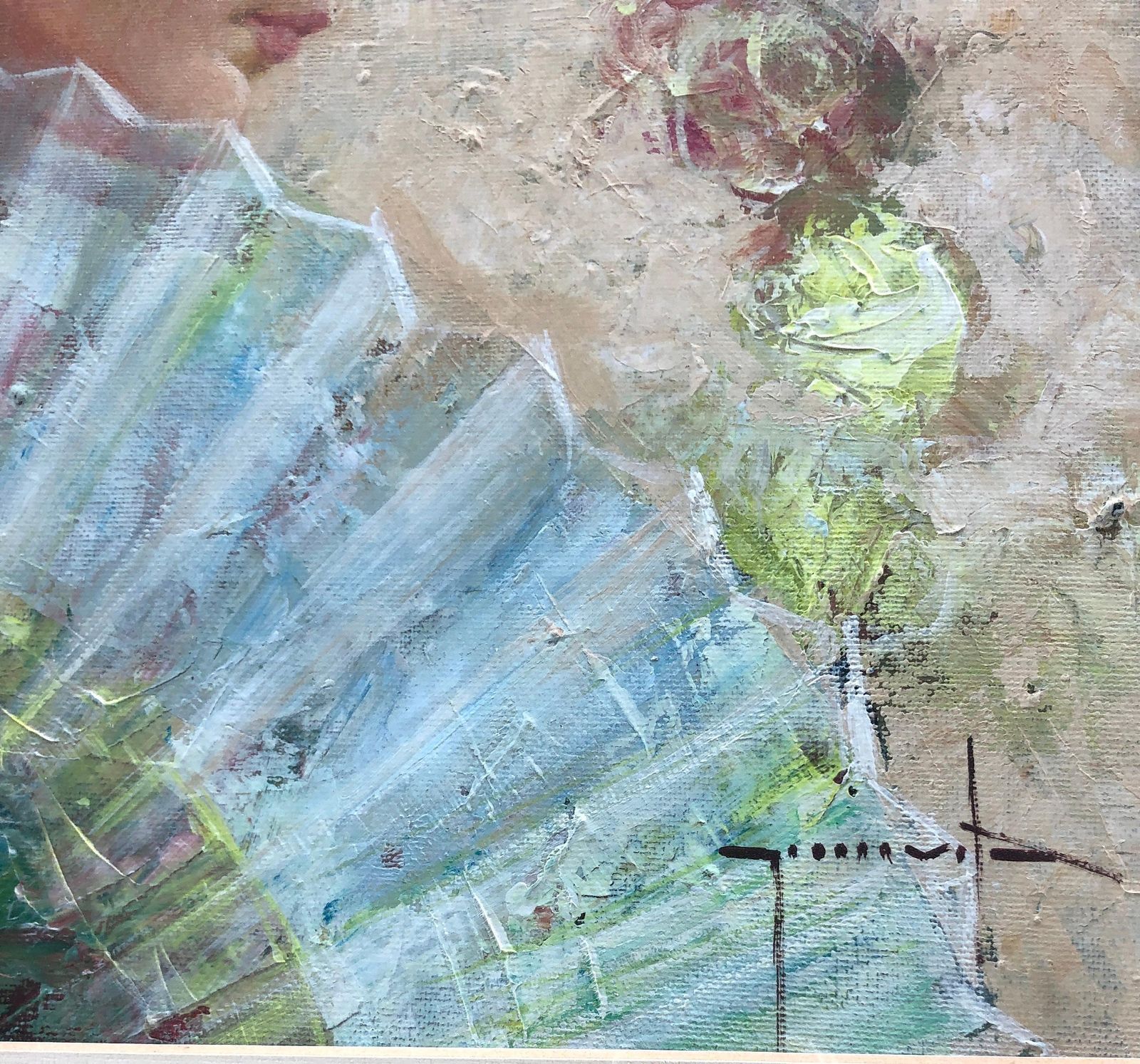 Gumersindo Vila Woman In Profile With Fan Oil On Board Painting C.2000 photo Art