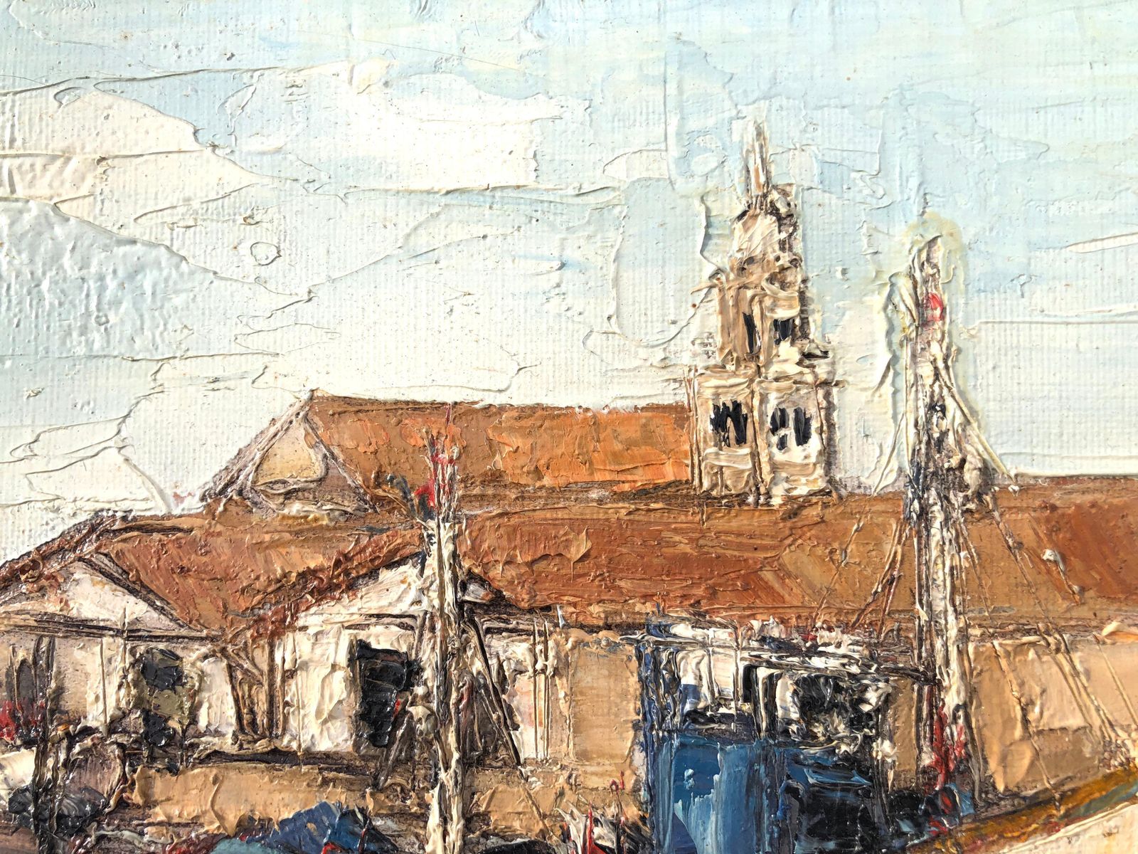 Michel De Alvis Isla Cristina Spain Oil On Canvas Painting Spanish Seascape C.1960 photo Art